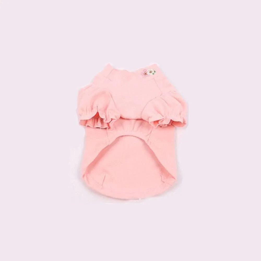 لباس سگ، لباس حیوانات خانگی گلدوزی شده با گل، کت بهاره کلاه دار (صورتی، خیلی کوچک)