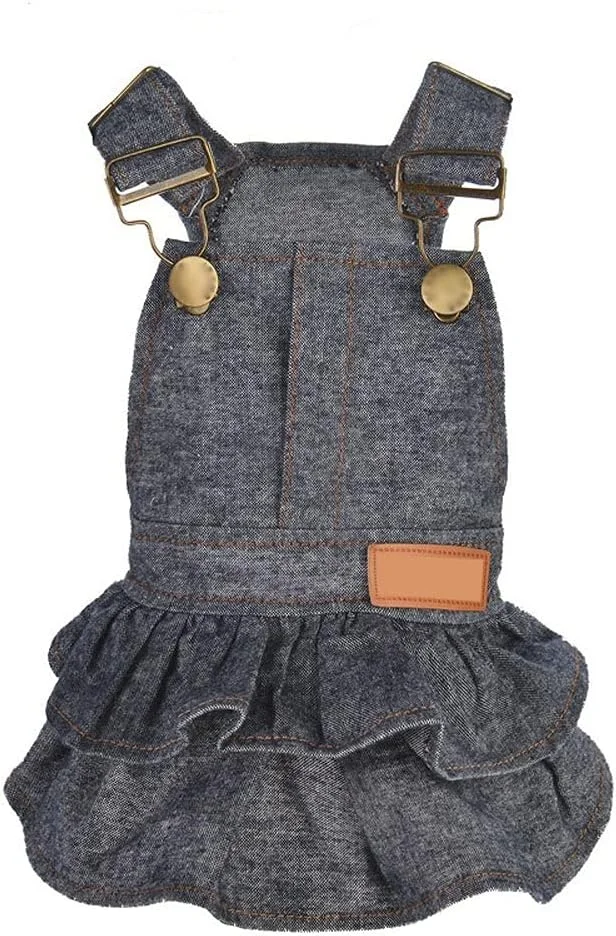 لباس سگ AAZZXSX، دامن لباس توله سگ برای سگ های کوچک، لباس تدی جین (خاکستری، XS)
