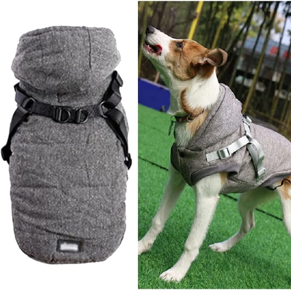 لباس سگ AAZZXSX با بند هارنس، ژاکت گرم زمستانی سگ برای سگ های کوچک، ژاکت پشمی نرم، جلیقه سگ ضخیم قابل تنظیم (Hortel,L)