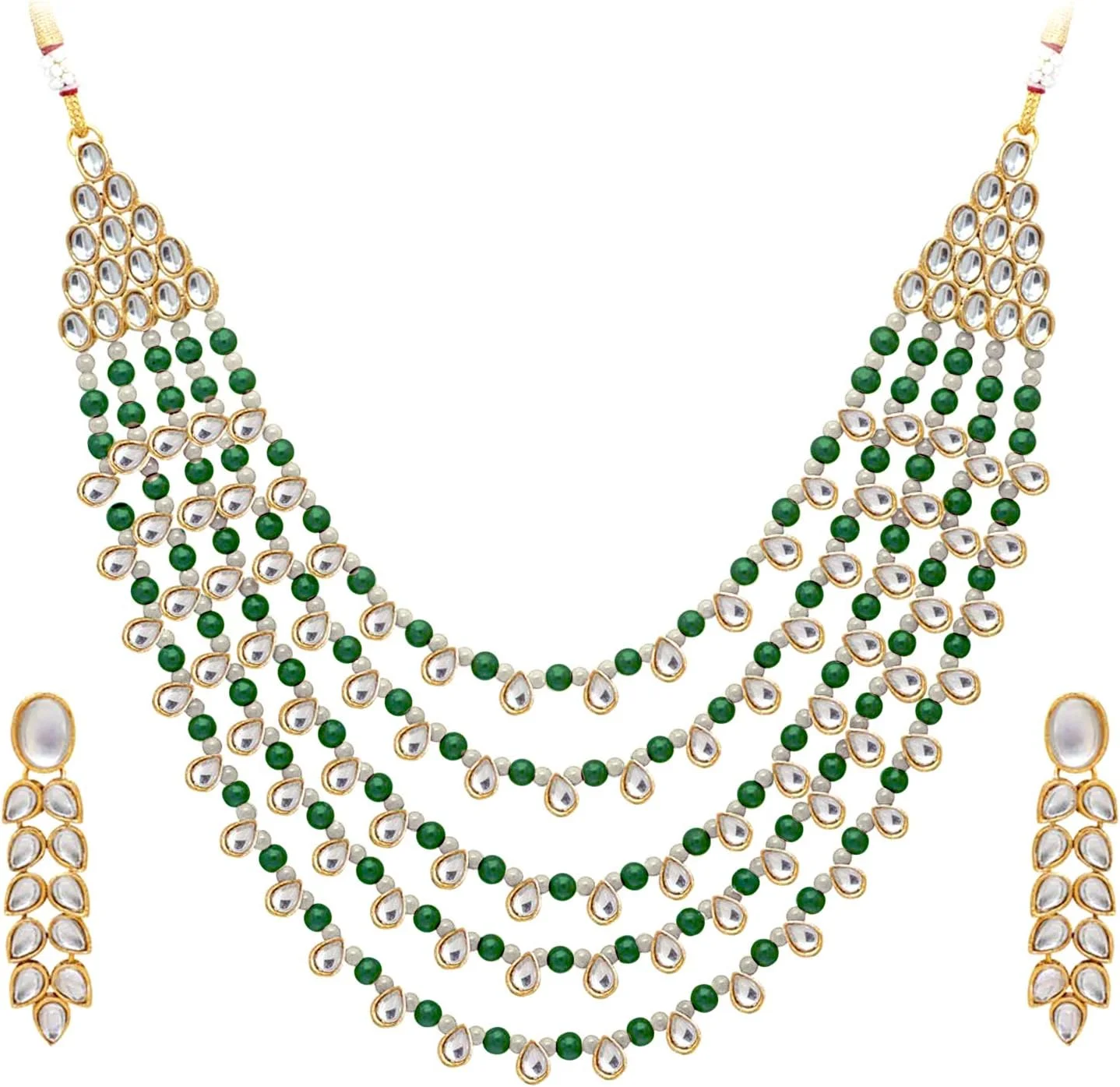 ست جواهرات زنانه Aheli شامل گردنبند مهرهدار سبز و گوشواره، طرح سنتی هندی، مناسب برای بالیوود و استایل قومی ست جواهرات زنانه Aheli شامل گردنبند مهرهدار سبز و گوشواره، طرح سنتی هندی، مناسب برای بالیوود و استایل قومی