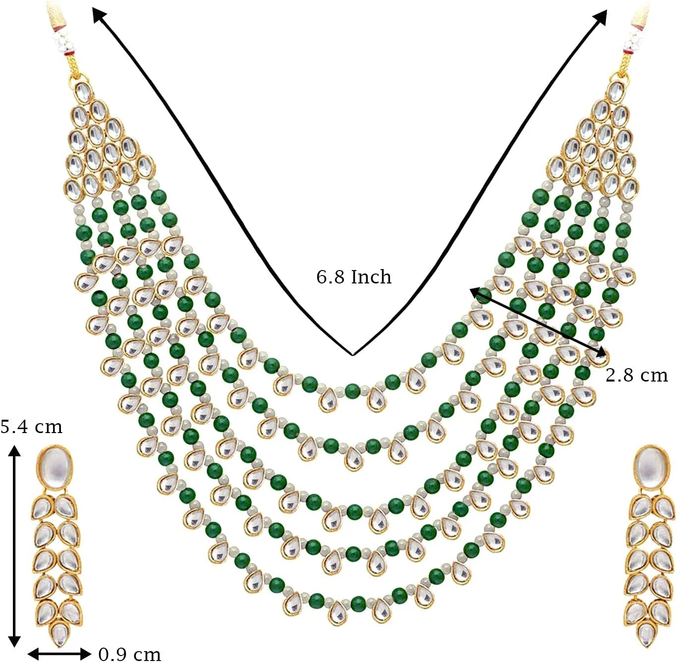 ست جواهرات زنانه Aheli شامل گردنبند مهرهدار سبز و گوشواره، طرح سنتی هندی، مناسب برای بالیوود و استایل قومی ست جواهرات زنانه Aheli شامل گردنبند مهرهدار سبز و گوشواره، طرح سنتی هندی، مناسب برای بالیوود و استایل قومی