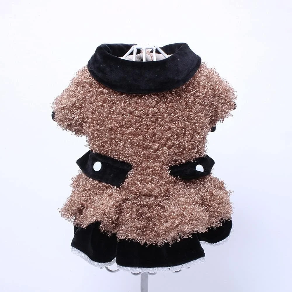 لباس سگ AAZZXSX، لباس توتو گربه، طراحی جیب دوتایی، لباس پرنسس سگ و گربه، دامن توله سگ برای سگ ها و گربه های دخترانه (قهوه ای، S)