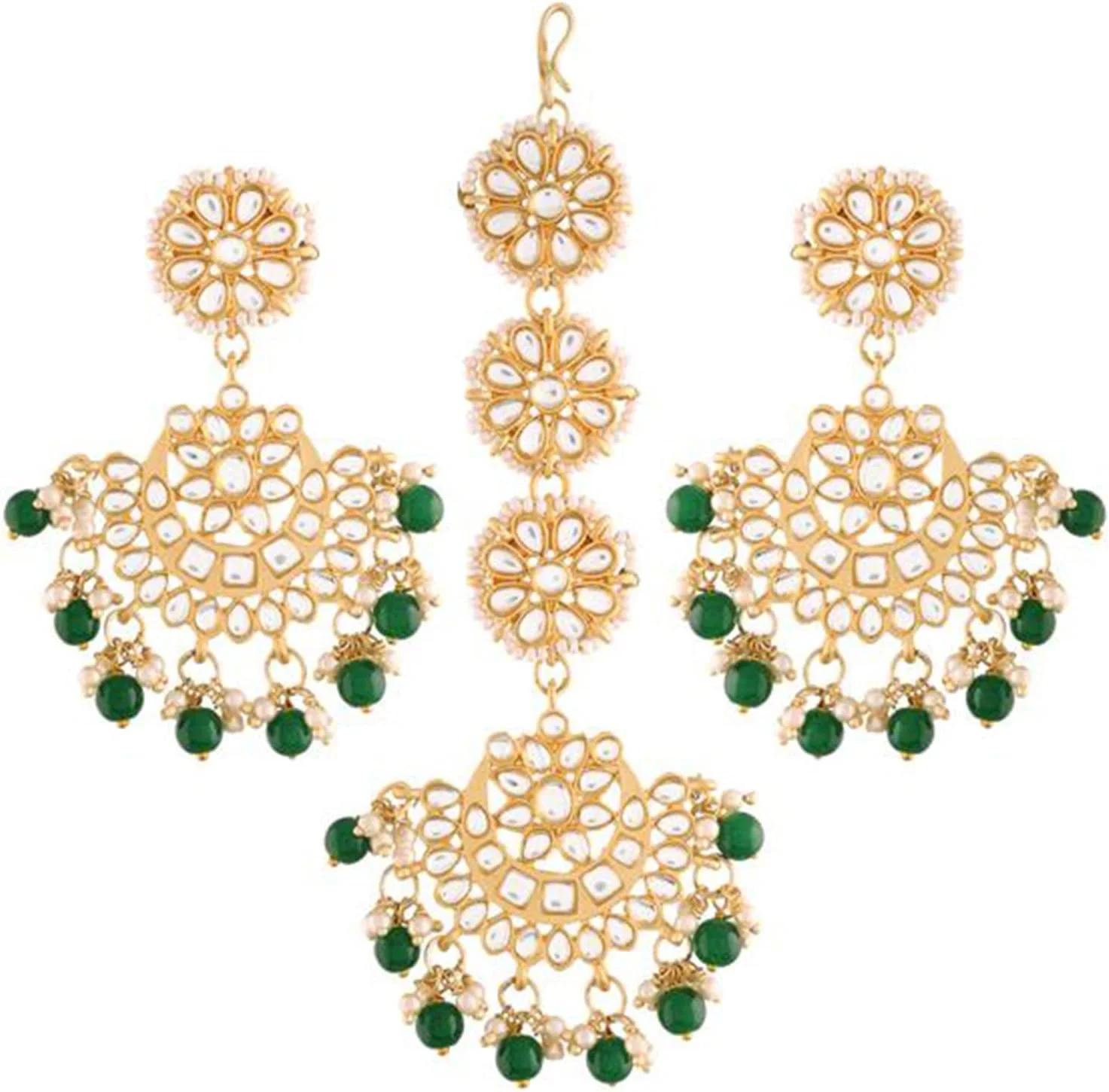 آویز گوشواره ای آویزدار مهره های مرواریدی مصنوعی کندان قومی اهلی، ست مانگ تیکا، جواهرات مد مهمانی عروسی بالیوود، هدیه برای زنان، مروارید کندان سبز آویز گوشواره ای آویزدار مهره های مرواریدی مصنوعی کندان قومی اهلی، ست مانگ تیکا، جواهرات مد مهمانی عروسی بالیوود، هدیه برای زنان، مروارید کندان سبز