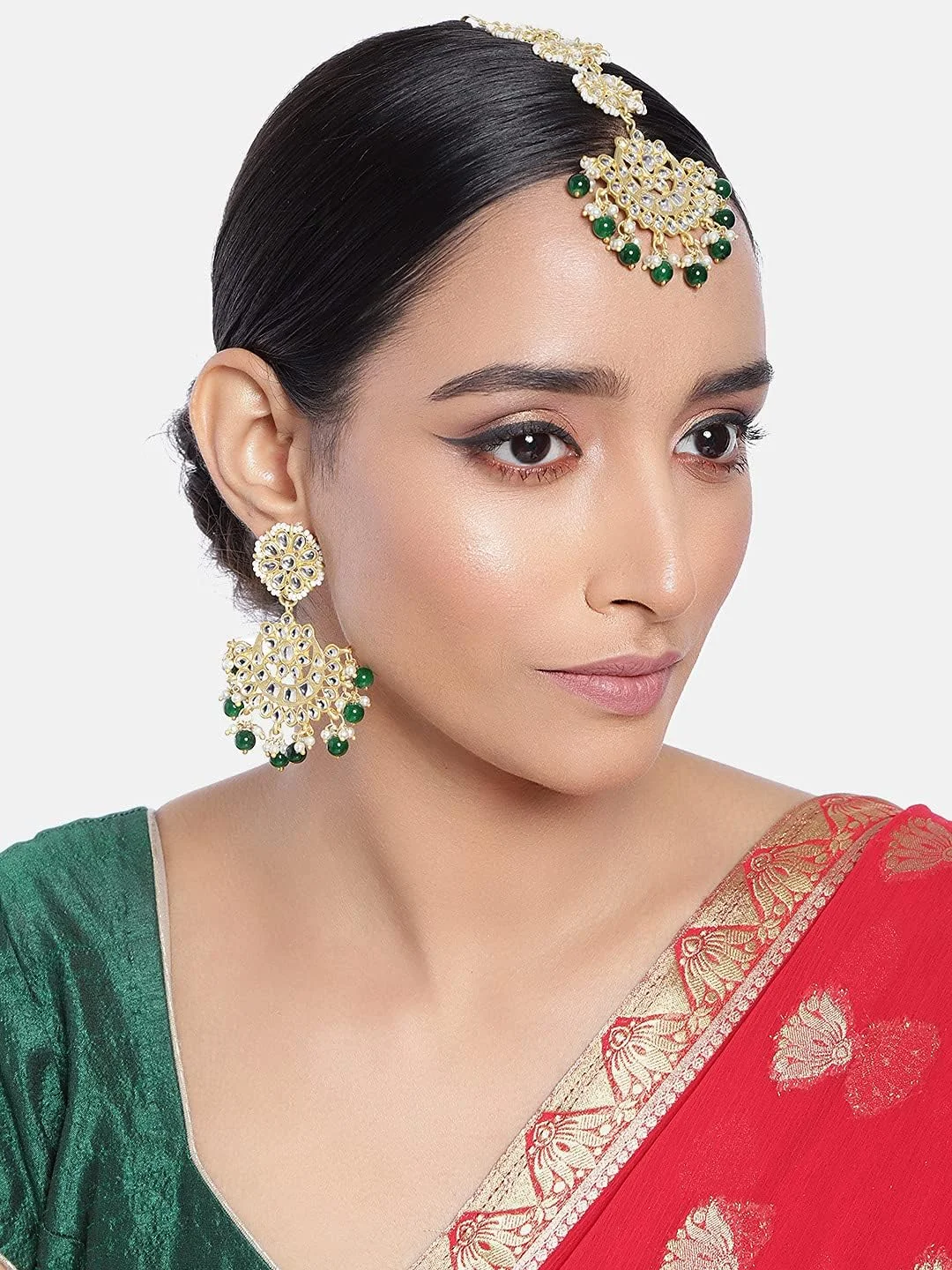 آویز گوشواره ای آویزدار مهره های مرواریدی مصنوعی کندان قومی اهلی، ست مانگ تیکا، جواهرات مد مهمانی عروسی بالیوود، هدیه برای زنان، مروارید کندان سبز آویز گوشواره ای آویزدار مهره های مرواریدی مصنوعی کندان قومی اهلی، ست مانگ تیکا، جواهرات مد مهمانی عروسی بالیوود، هدیه برای زنان، مروارید کندان سبز