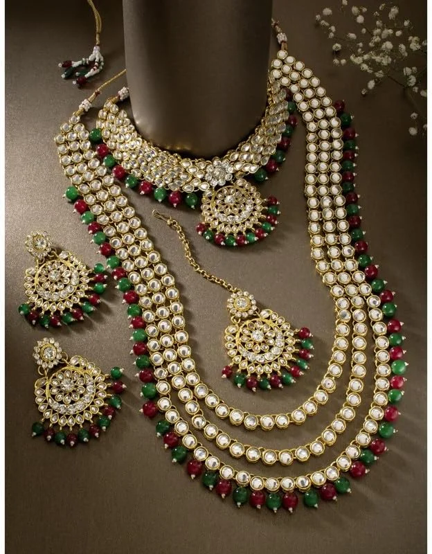 ست جواهرات سنگین عروسی هندی Aheli، هدیه ای سنتی برای بانوان ست جواهرات سنگین عروسی هندی Aheli، هدیه ای سنتی برای بانوان