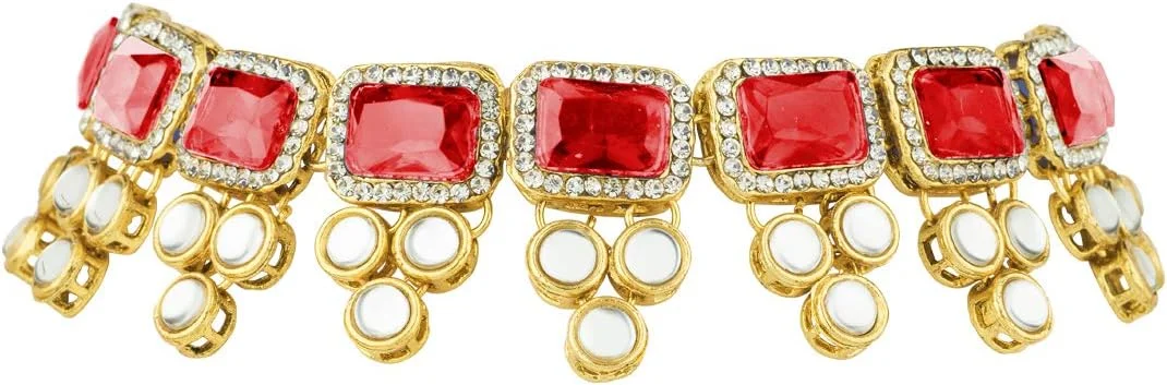 ست جواهرات زنانه شامل گردنبند، گوشواره و تیکا پیشانی با طرح قومی و سنگ های مصنوعی آبی رنگ، مناسب برای مجالس و مهمانی ها ست جواهرات زنانه شامل گردنبند، گوشواره و تیکا پیشانی با طرح قومی و سنگ های مصنوعی آبی رنگ، مناسب برای مجالس و مهمانی ها