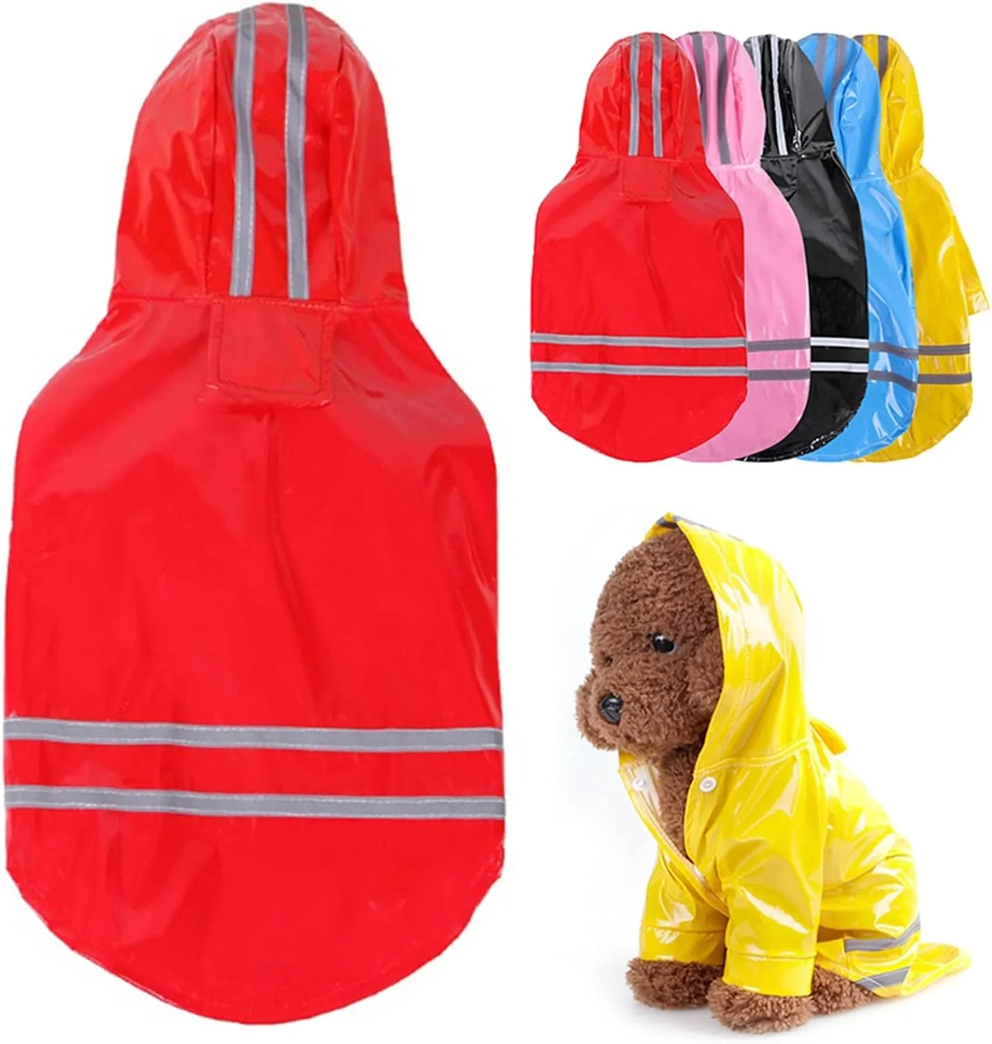 لباس بارانی سگ AAZZXSX، بارانی توله سگ با کلاه، لباس سگ ضد آب، لباس بارانی نرم و تنفسی گربه و سگ کوچک، لوازم حیوانات خانگی (هورتل، L)