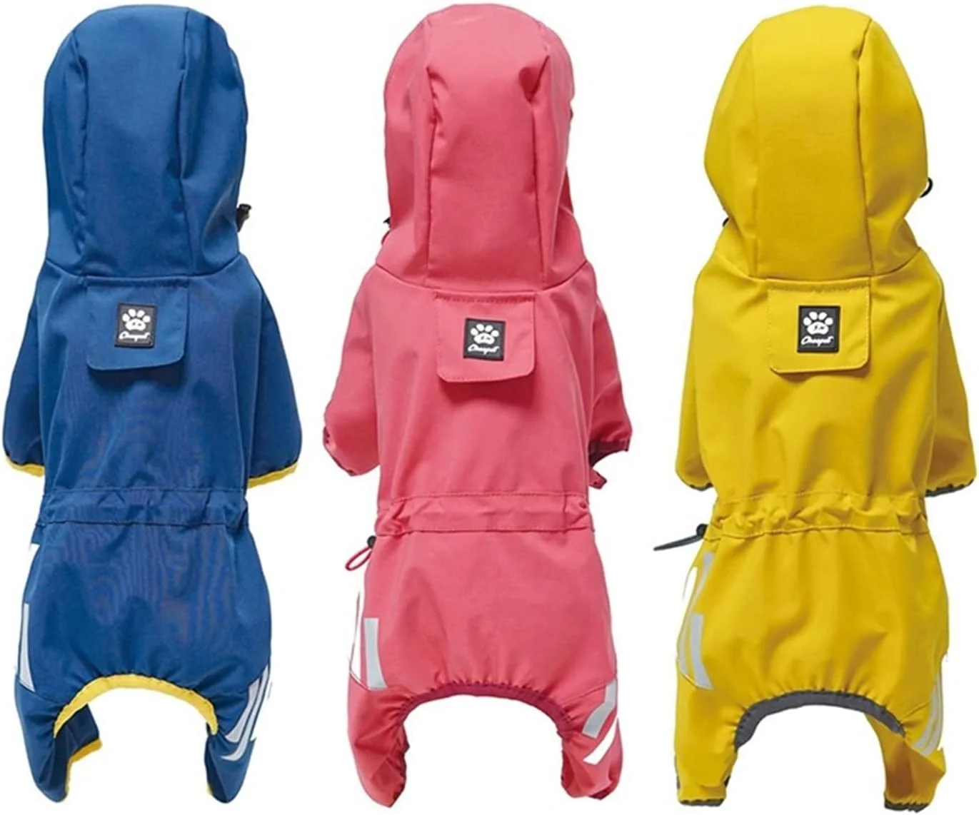 لباس سگ بارانی، جامپسوت ضد آب و سبک با سوراخ قلاده برای سگ های کوچک و متوسط، کت بارانی کلاه دار بازتابنده برای توله سگ (Hortel, S)