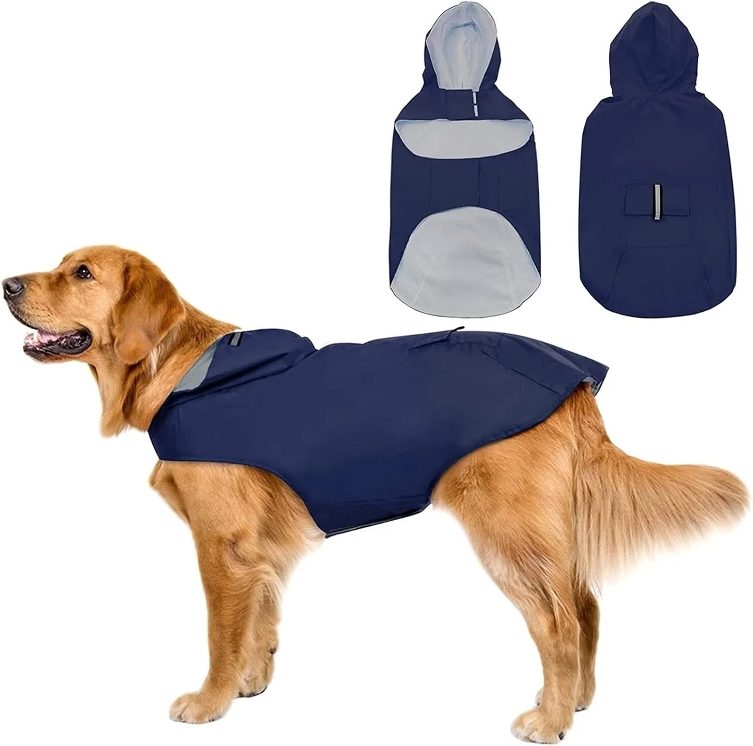 لباس سگ بارانی بازتابنده مناسب سگ های کوچک و بزرگ، ضد آب (Hortel, 4XL)