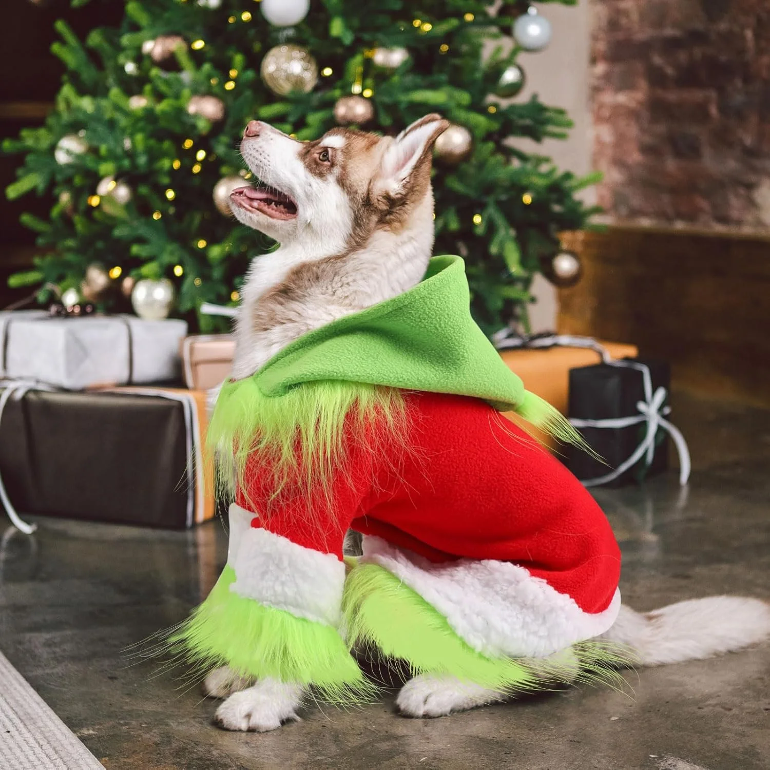 لباس کریسمس سگ و گربه Abbylike - هودی و کلاه سبز رنگ برای سگ ها و گربه ها - مناسب مهمانی های فانتزی