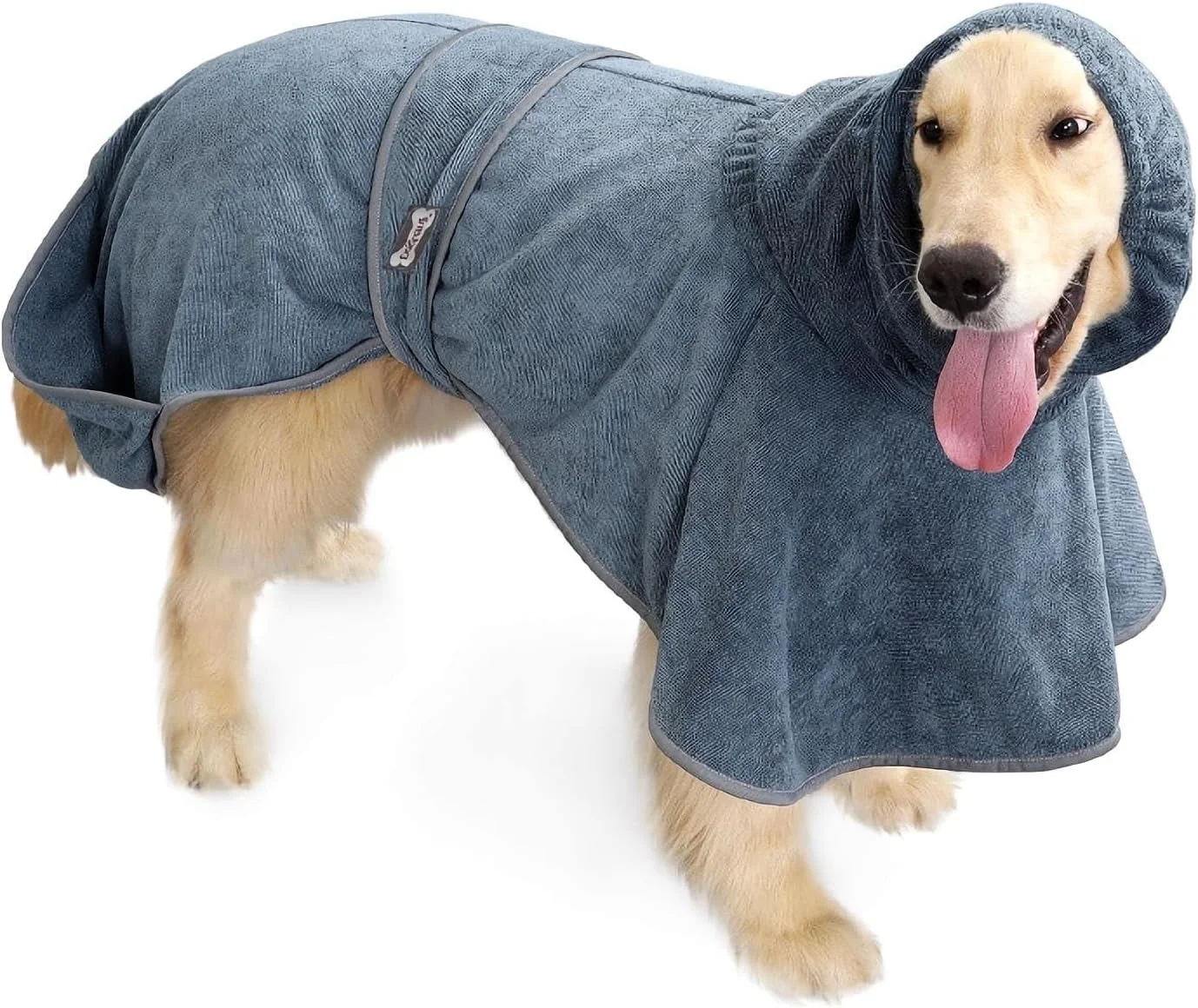 حوله تن پوش سگ با قابلیت جذب بالا و قابل تنظیم برای توله سگ، سگ های متوسط و بزرگ، 100% میکروفایبر با قابلیت خشک شدن سریع و جیب های کاربردی - ایده آل برای حمام، شنا و نظافت - خاکستری بزرگ