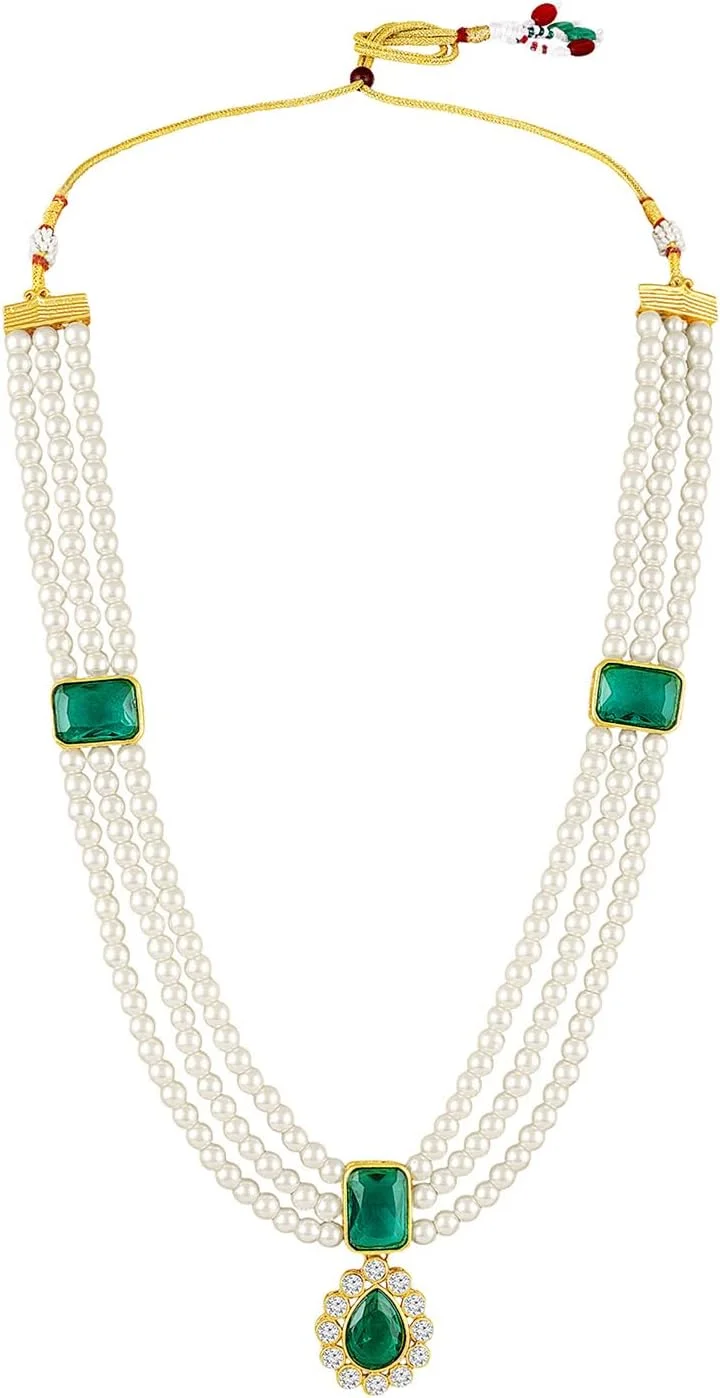 آهلی ست گردنبند کوتاه و بلند با کریستال‌های سبز و مهره‌دار و گوشواره، مناسب عروس، زیورآلات مد روز زنانه