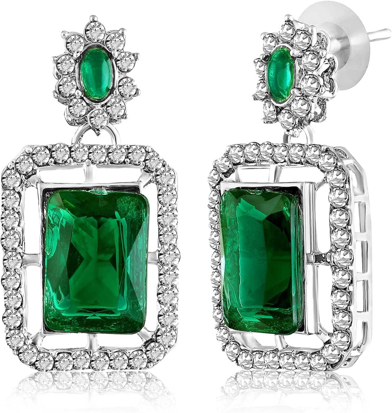 آهلی ست گوشواره آویز نقره ای با کریستال آبی و زیرکونیا و مانگ تیکا، زیورآلات فشن زنانه آهلی ست گوشواره آویز نقره ای با کریستال آبی و زیرکونیا و مانگ تیکا، زیورآلات فشن زنانه