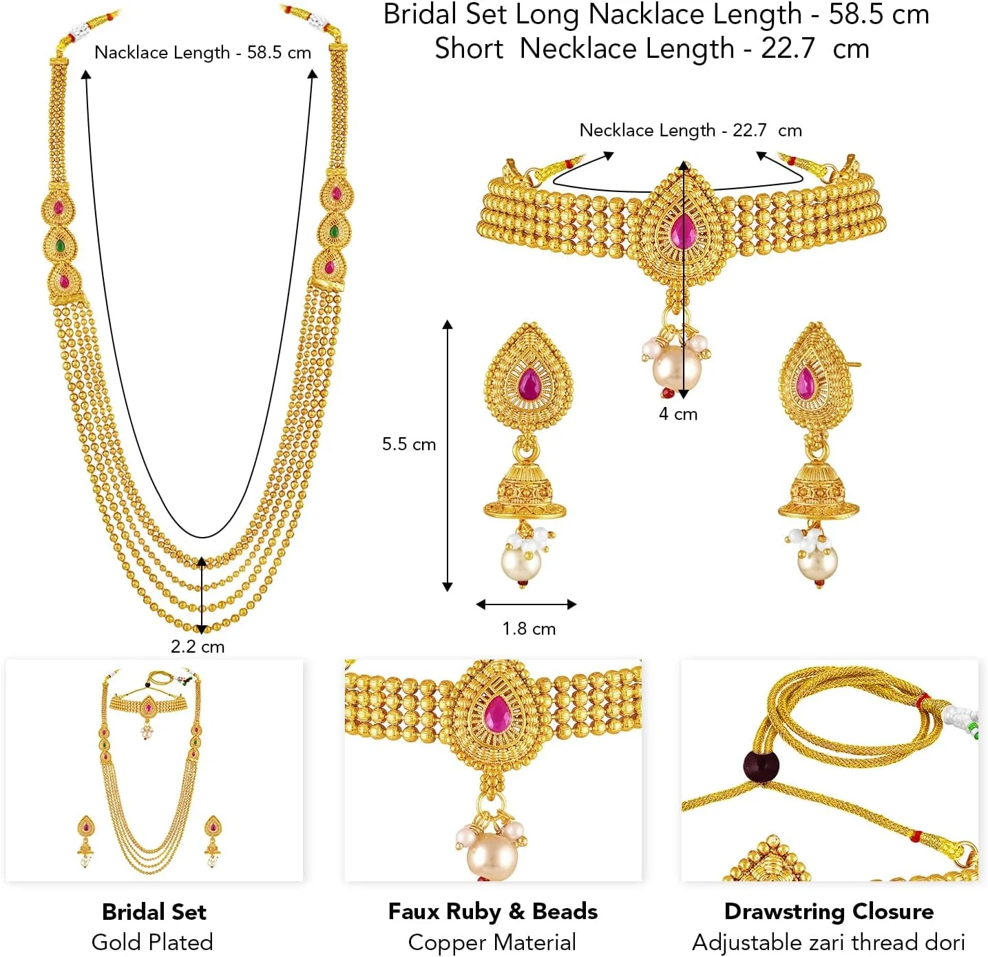 آهلی، ست گوشواره و گردنبند کوتاه و بلند زنانه با نگین یاقوت مصنوعی و مهره، جواهرات فشن مناسب عروس آهلی، ست گوشواره و گردنبند کوتاه و بلند زنانه با نگین یاقوت مصنوعی و مهره، جواهرات فشن مناسب عروس