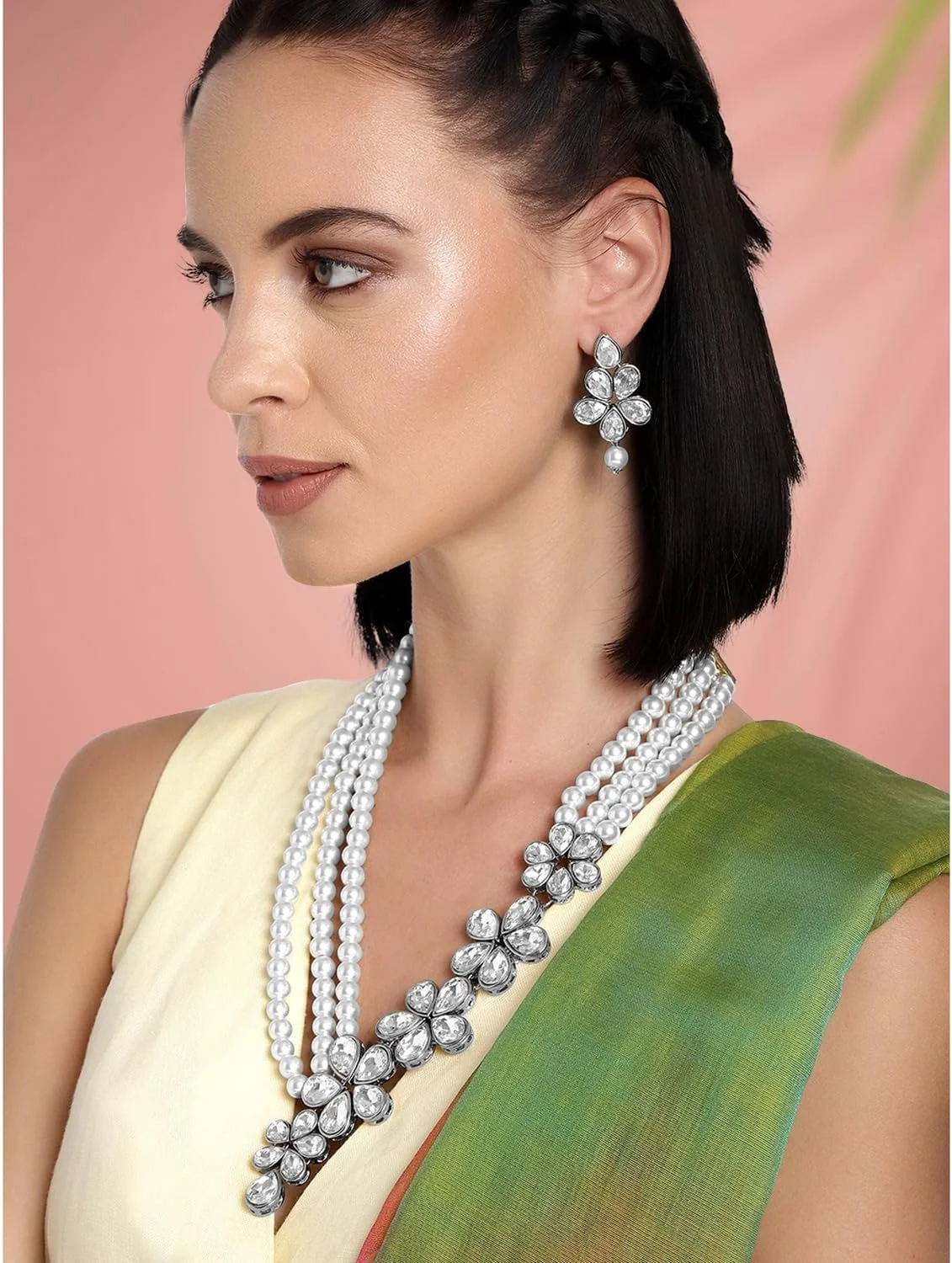 آهلی ست گردنبند و گوشواره زنانه با کریستال و مهره های نقره ای، جواهرات قومی آهلی ست گردنبند و گوشواره زنانه با کریستال و مهره های نقره ای، جواهرات قومی