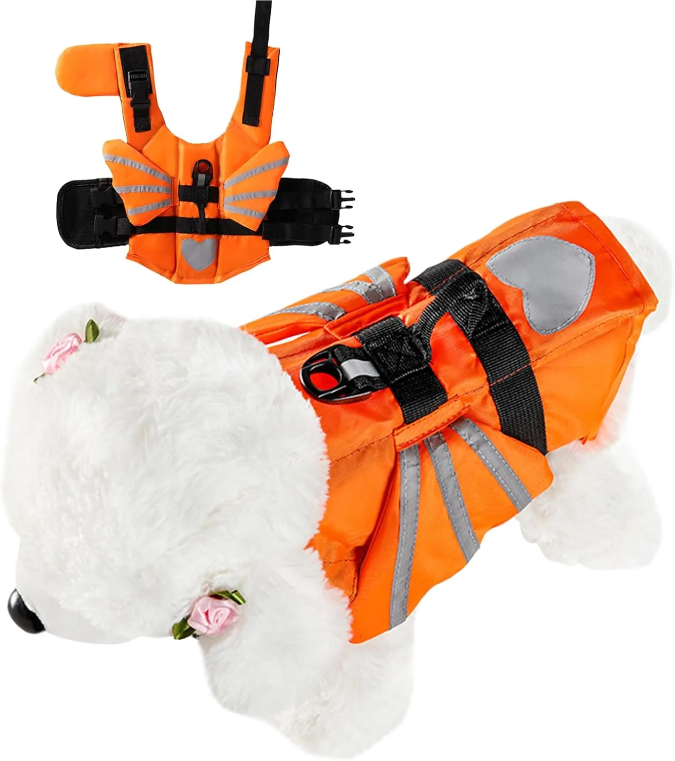 جلیقه شنا سگ، جلیقه نجات سگ قابل تنظیم | جلیقه شناور بازتابنده قابل تنظیم برای نجات سگ، قایق سواری، استخر، ساحل، حیوانات خانگی در فضای باز