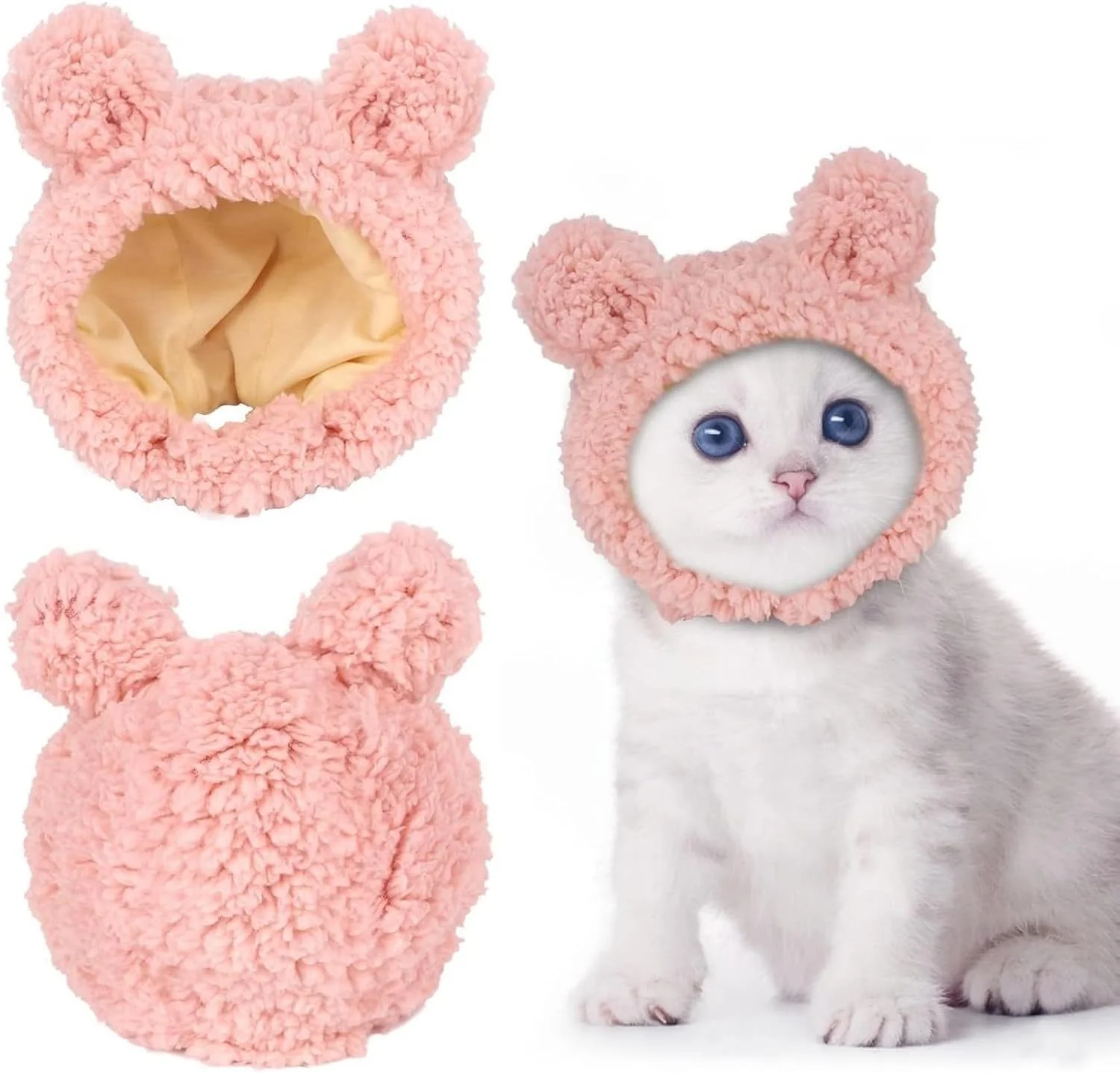 کلاه گربه ای بامزه، کلاه خرسی گرم، کلاه بافتنی کارتونی قابل تنظیم، کلاه نرم برای توله سگ و سگ های کوچک، لباس گربه برای فعالیت های جشن هالووین، کریسمس و عید پاک - صورتی کلاه گربه ای بامزه، کلاه خرسی گرم، کلاه بافتنی کارتونی قابل تنظیم، کلاه نرم برای توله سگ و سگ های کوچک، لباس گربه برای فعالیت های جشن هالووین، کریسمس و عید پاک - صورتی