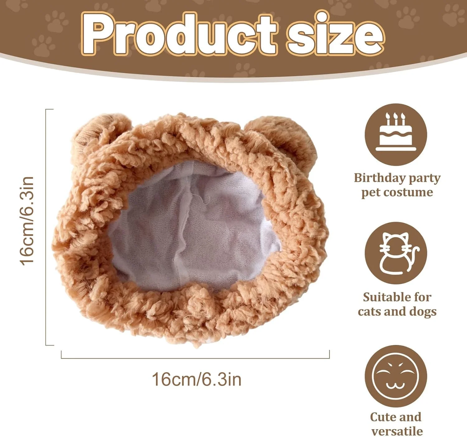 کلاه حیوانات خانگی طرح خرس YOOJ® با گوش برای گربه ها و سگ های کوچک، کلاه سر نرم، گرم و زیبا با قابلیت تنظیم برای هالووین، تولد، عکاسی، لباس پوشیدن فانتزی، پوشاک مناسب هوای سرد