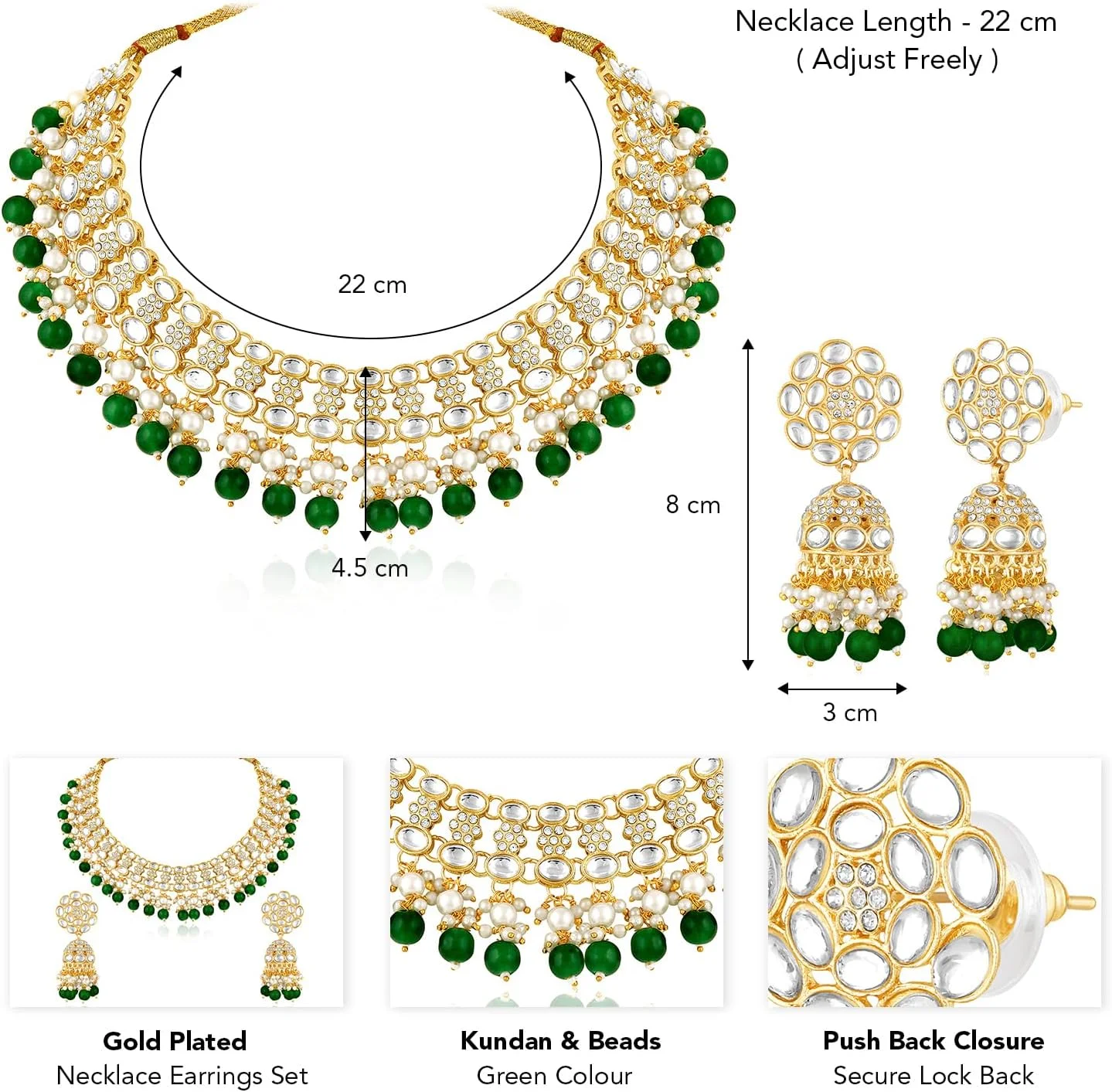 ست گردنبند و گوشواره آویز Jhumki نگین دار زنانه ست گردنبند و گوشواره آویز Jhumki نگین دار زنانه