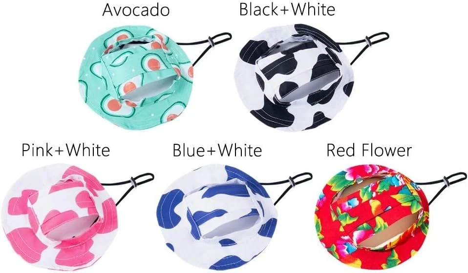 ست 2 عددی کلاه آفتابگیر قابل تنظیم حیوانات خانگی، کلاه ماهیگیری با طراحی گوش باز برای سگ و گربه در سفر و فعالیت های خارج از منزل