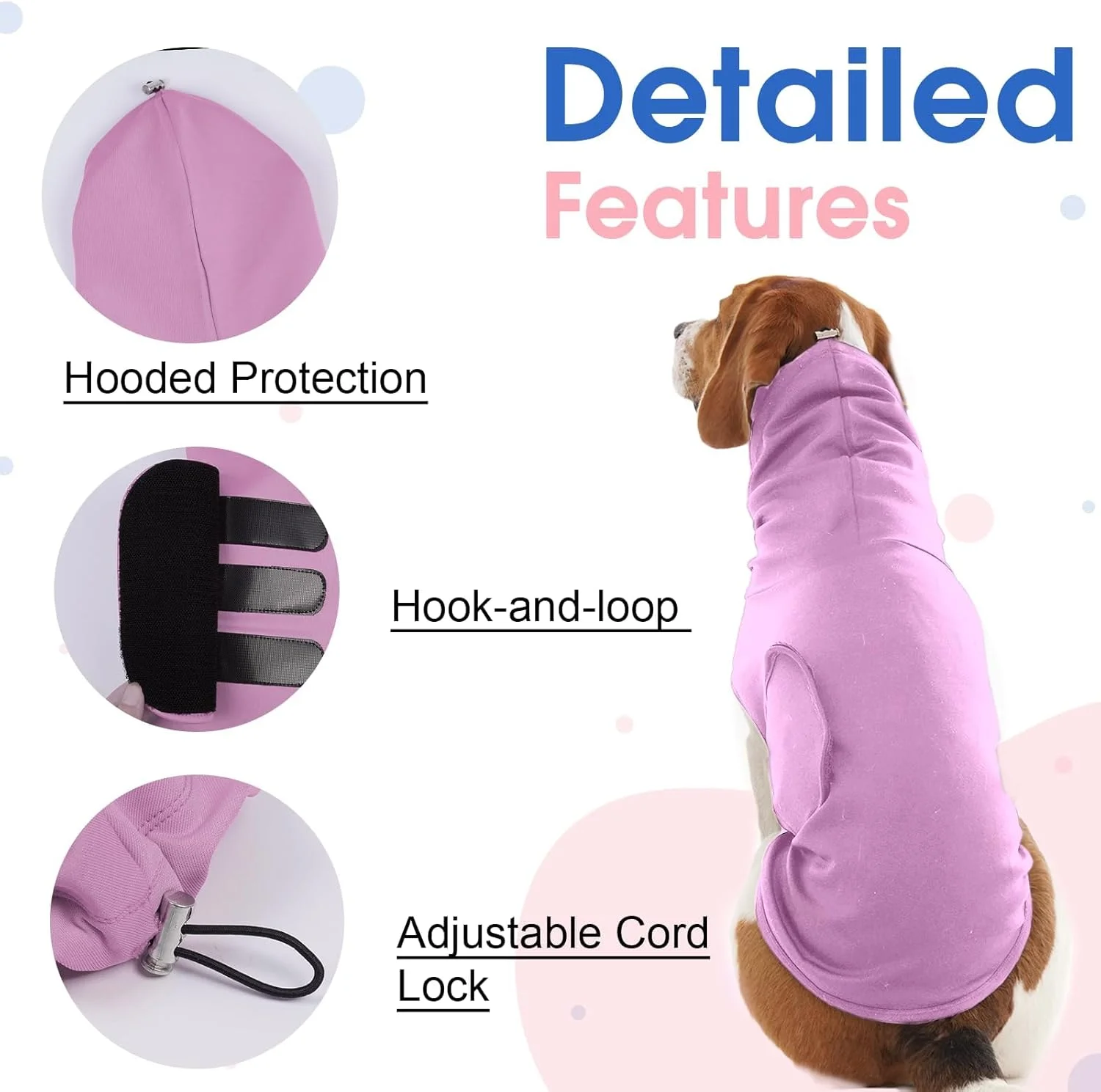جلیقه آرامش بخش سگ، قابل تنظیم با سینه و کلاه - XS | پیراهن آرامش بخش سبک وزن بدون آستین برای توله سگ، ژاکت ضد اضطراب برای آرامش، آتش بازی، صدا، بنفش