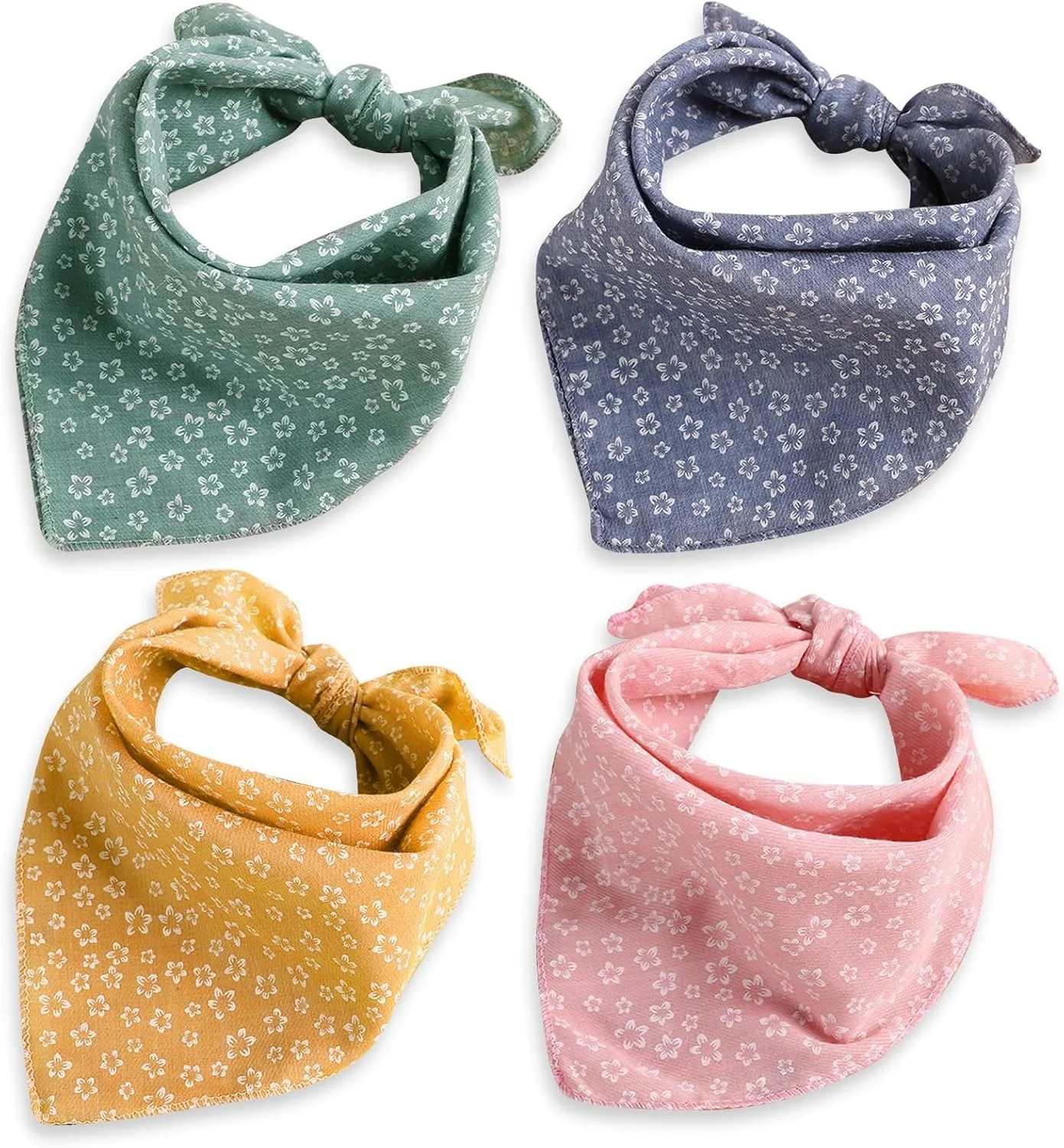 ست 4 عددی دستمال گردن سگ با طرح گل، مناسب سگ های کوچک، متوسط و بزرگ، قابل تنظیم و شستشو، دستمال گردن مثلثی سگ و گربه مناسب فصل تابستان، لوازم جانبی تزئینی حیوانات خانگی برای توله سگ، سایز آزاد