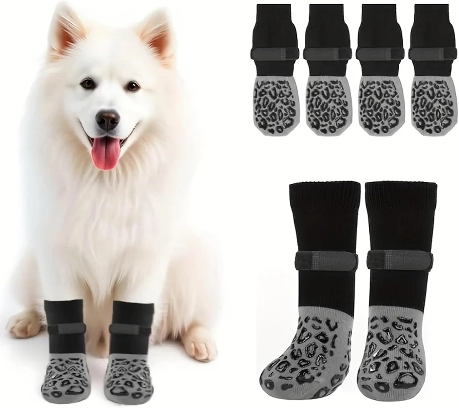 جوراب سگ ضد لغزش با بندهای تنظیم، کفش حیوانات خانگی برای کف سخت، چکمه های پنبه ای الاستیک حیوانات خانگی، لیسیدن پنجه، کفش ضد لغزش سگ کوچک