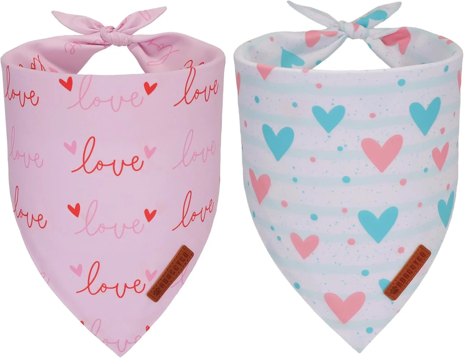 ست 2 عددی دستمال گردن سگ ADOGGYGO طرح روز ولنتاین، دستمال سه گوش دو طرفه سگ به رنگ صورتی و سفید، پارچه بادوام با کیفیت عالی، دستمال گردن حیوانات خانگی برای سگ های بزرگ و خیلی بزرگ (خیلی بزرگ)