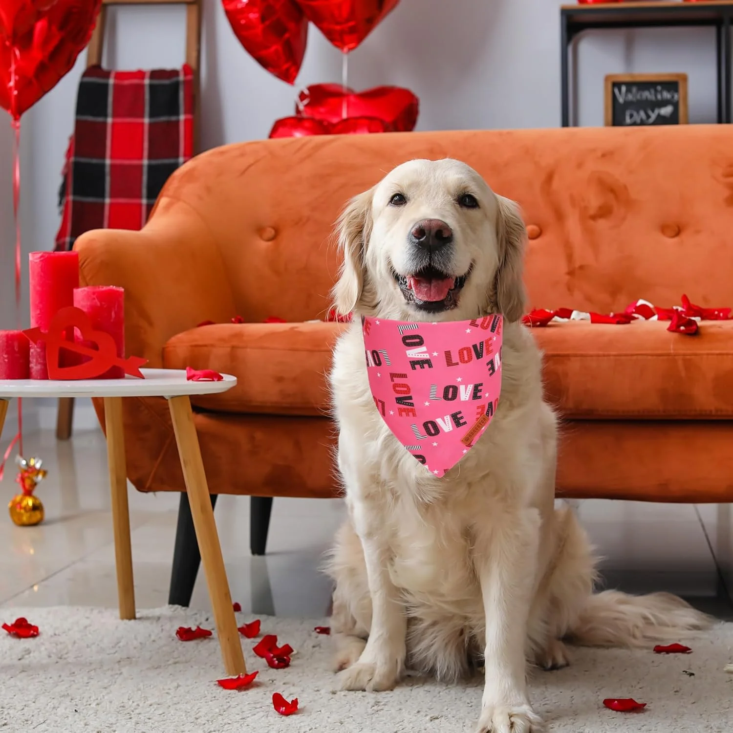 دو عدد دستمال گردن سگ ADOGGYGO طرح روز ولنتاین، دستمال سه گوش دو طرفه طرح قلب عشق، پارچه بادوام عالی، دستمال گردن ولنتاین حیوانات خانگی برای سگ های بزرگ و خیلی بزرگ (خیلی بزرگ)