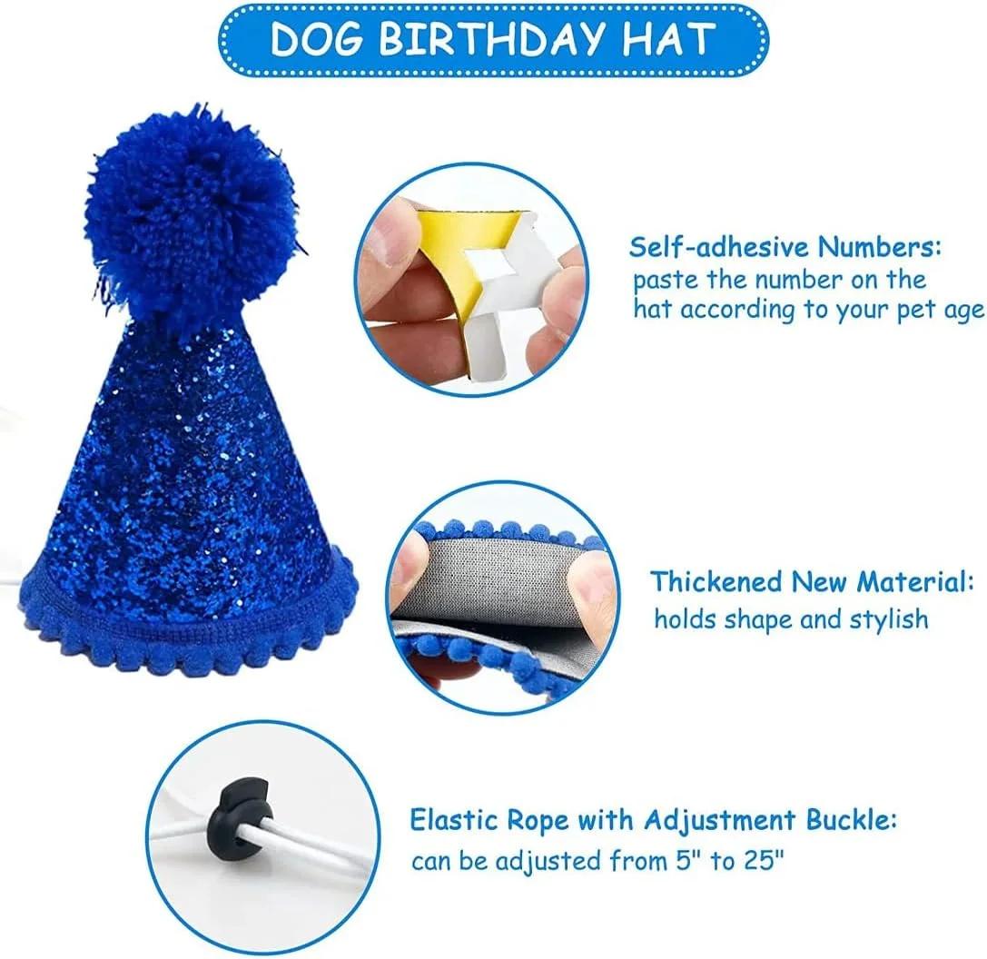 ست تولد سگ شامل کلاه تولد سگ، پاپیون و لوازم جانبی برای جشن تولد سگ
