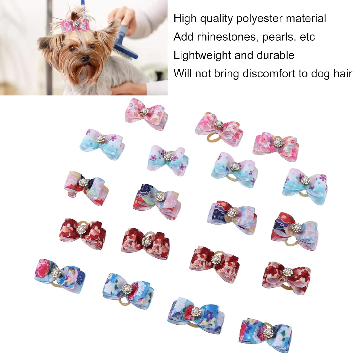 اکسسوری موی حیوانات خانگی AFFYLUT، پاپیون موی سگ شیک، جذاب و راحت با تزئینات نگین‌دار برای گربه‌ها و توله‌سگ‌ها و اسب‌ها