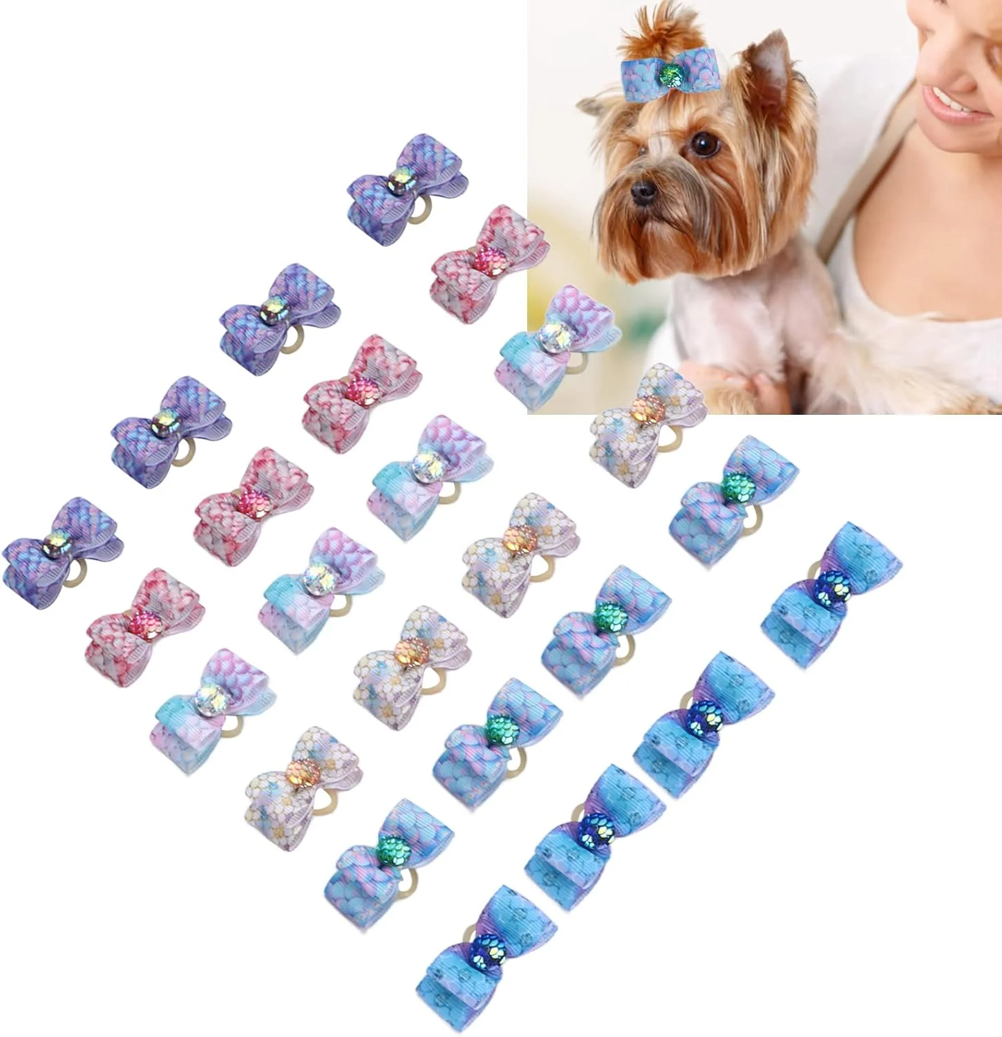 کش مو سگ، 24 عدد لوازم جانبی تزئینی برای آراستن حیوانات خانگی، مناسب برای گربه ها و سگ ها