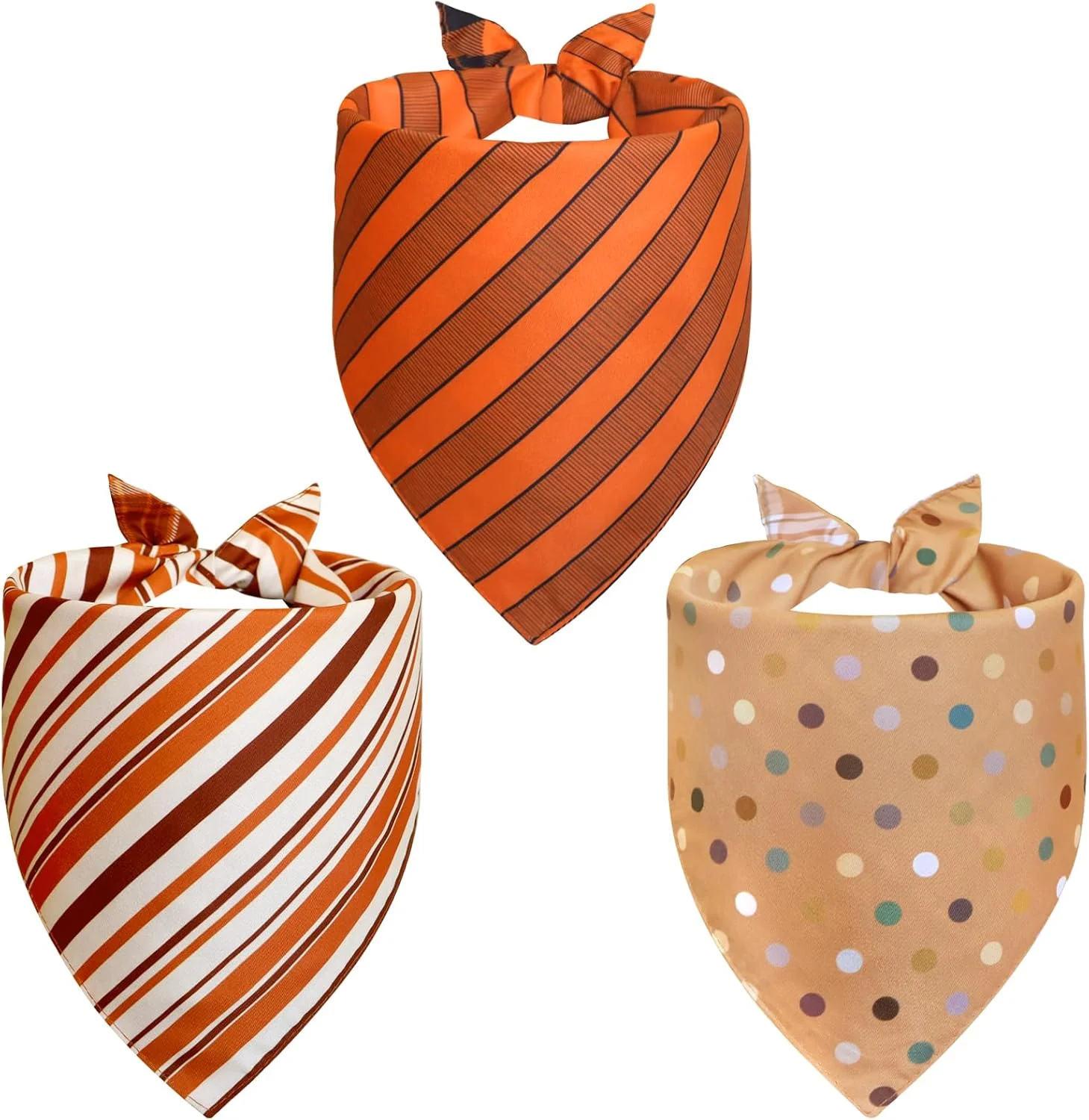 دستمال گردن سگ پاییزی Agron سایز خیلی بزرگ 3 عددی، شال طرح شکرگزاری 6 مدله برای سگ های پسر و دختر، پیشبند مثلثی راه راه و چهارخانه دو طرفه برای توله سگ ها