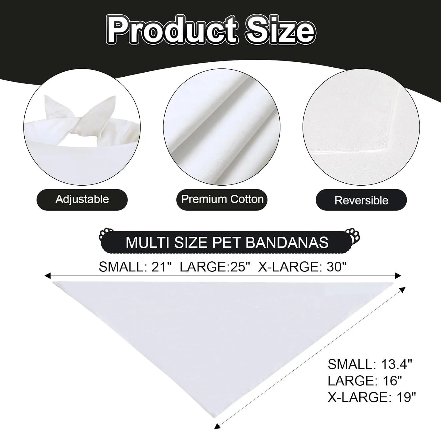 دستمال گردن سگ ساده سفید سایز خیلی بزرگ، 1 عدد، روسری نخی یکدست خودت بساز، پیشبند مثلثی بادوام دو طرفه دستمال سر برای توله سگ، ایده هدیه سرگرم کننده شخصی برای تولد/مهمانی