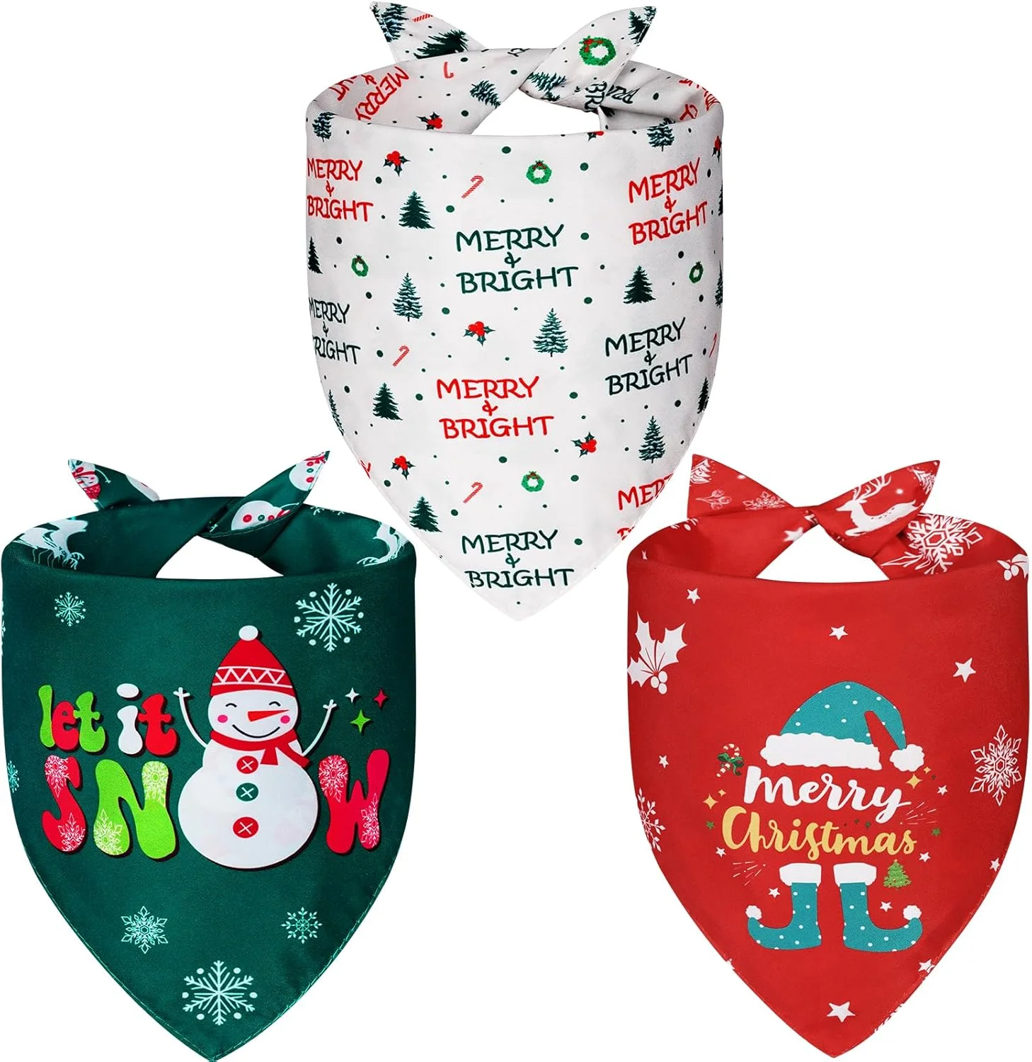 دستمال گردن سگ کریسمس آگرون سایز خیلی بزرگ 3 عددی، شال تعطیلات با 6 طرح برای سگ های پسر و دختر، پیش بند مثلثی دو طرفه برای توله سگ ها