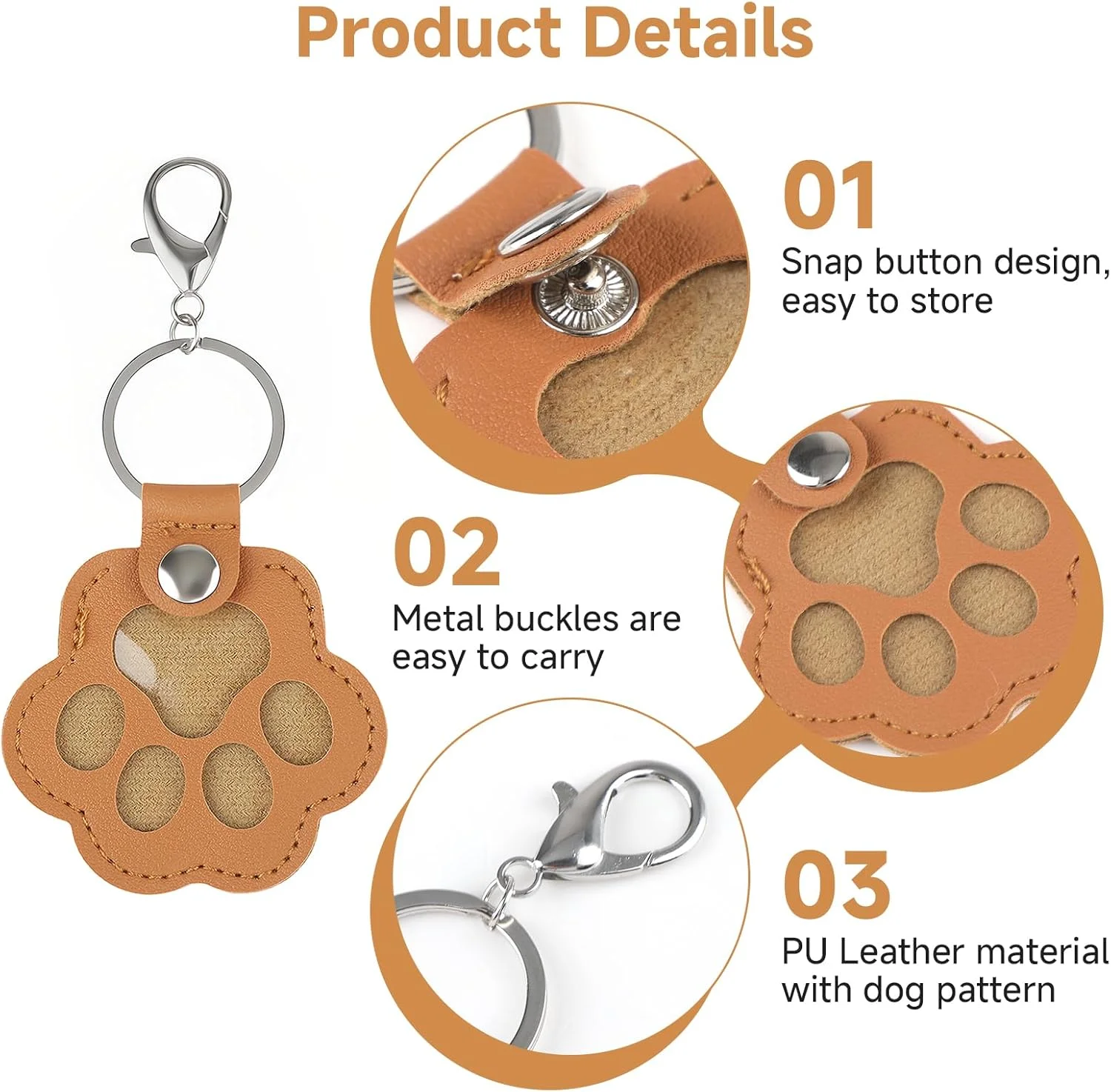 ست جاکلیدی یادبود حیوانات خانگی، 2 عدد کیف نگهداری موی حیوانات خانگی با آویز پنجه و موچین، جاکلیدی چرمی جمع آوری موی سگ و گربه، هدیه یادگاری شخصی برای صاحبان حیوانات خانگی (سفید و قهوه ای)