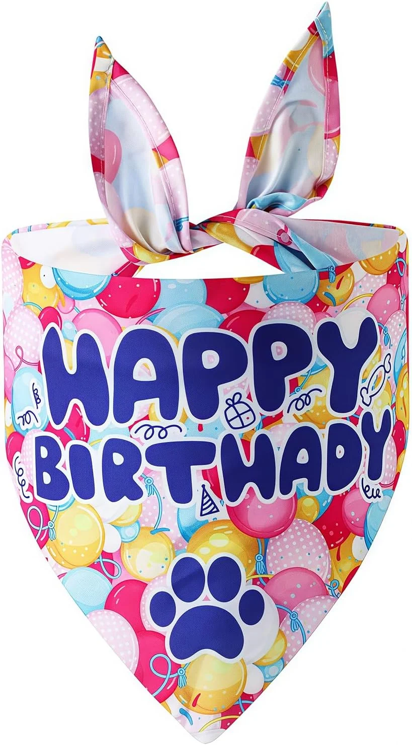 دستمال گردن مثلثی سگ تولد مبارک ALLY-MAGIC، دستمال گردن طرح پنجه سگ برای جشن تولد توله سگ، لوازم جانبی مهمانی دستمال سر حیوانات خانگی مثلثی Y4GGSRFJ