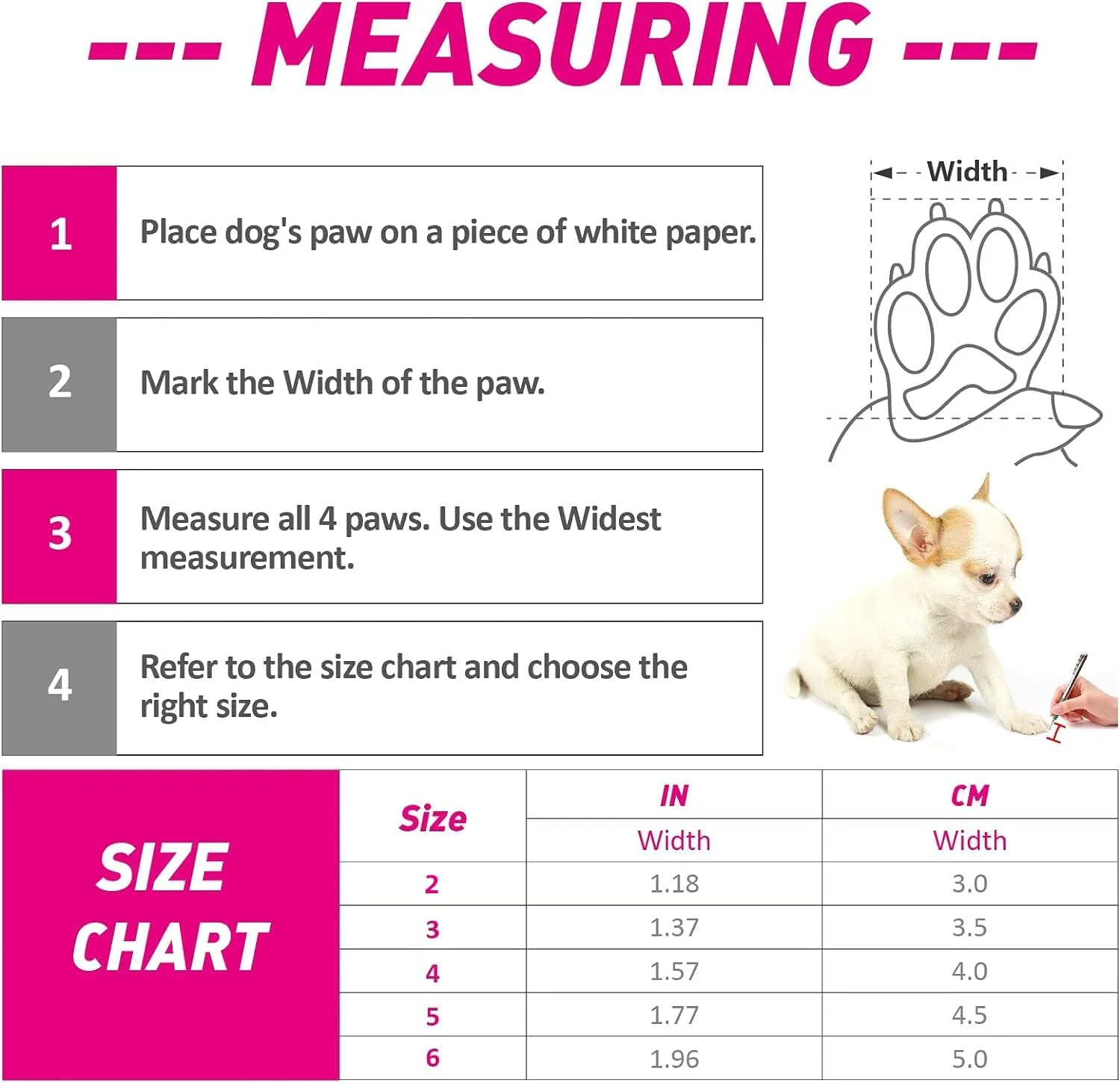 کفش سگ و گربه، محافظ پنجه برای جلوگیری از لغزش و سطوح داغ، پاپوش سگ برای سگ ها و توله سگ های کوچک و متوسط (صورتی، سایز 4)