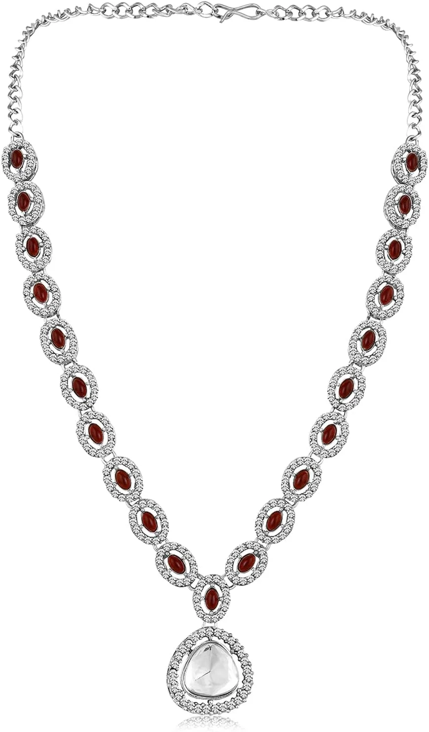 ست گردنبند، گوشواره و مانگ تیکا زنانه طرح سنگ مصنوعی و نگین دار زرشکی، زیورآلات قومی اهلی ست گردنبند، گوشواره و مانگ تیکا زنانه طرح سنگ مصنوعی و نگین دار زرشکی، زیورآلات قومی اهلی