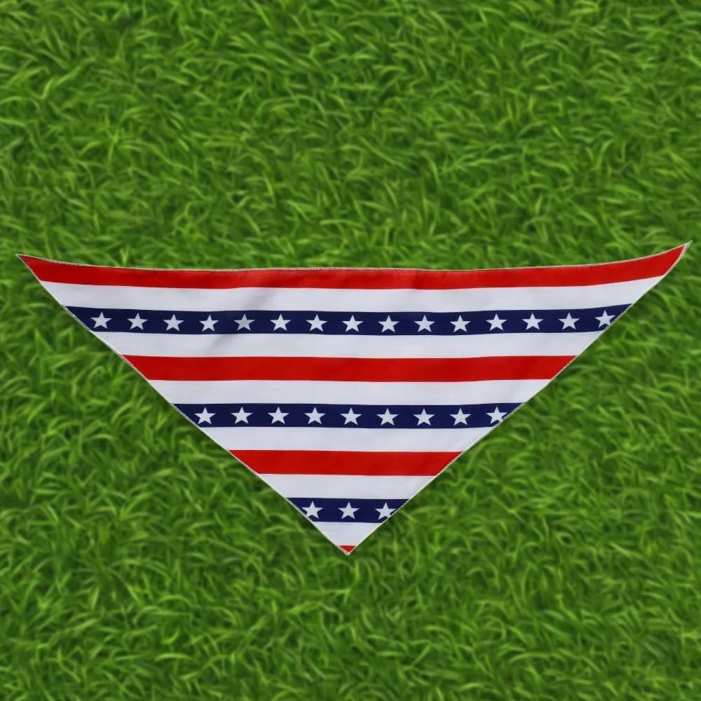 دو عدد دستمال گردن سگ با طرح پرچم آمریکا، روسری مثلثی برگشت‌پذیر طرح میهنی برای حیوانات خانگی، دستمال گردن سگ برای جشن چهارم جولای (70 * 29 سانتی‌متر، پنبه)