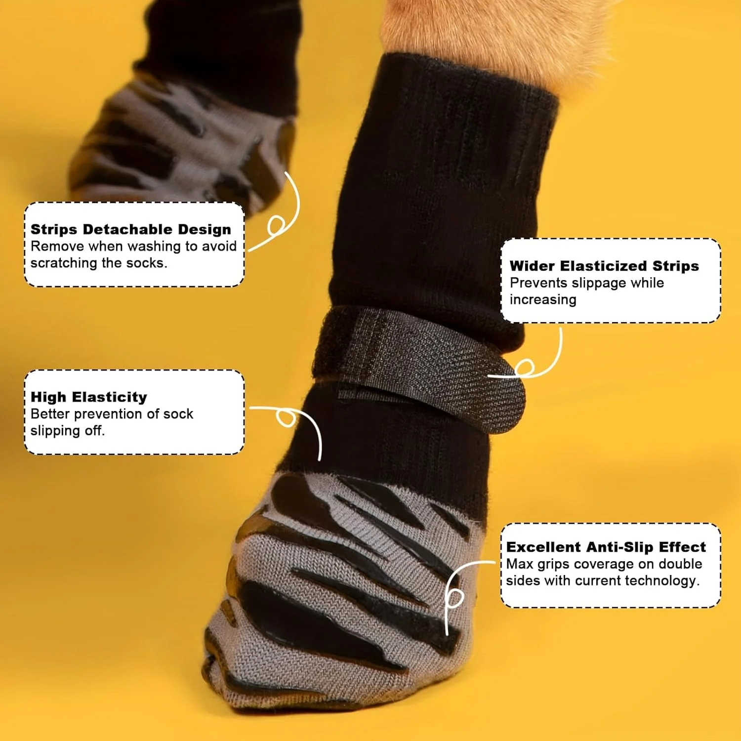 جوراب سگ ضد لغزش، جوراب ممتاز ضد لغزش سگ برای سطوح سخت، چسبندگی بسیار قوی که حتی هنگام پیچ خوردن هم کار می کند، محافظت از پنجه ضد لغزش برای سگ های مسن، (L)
