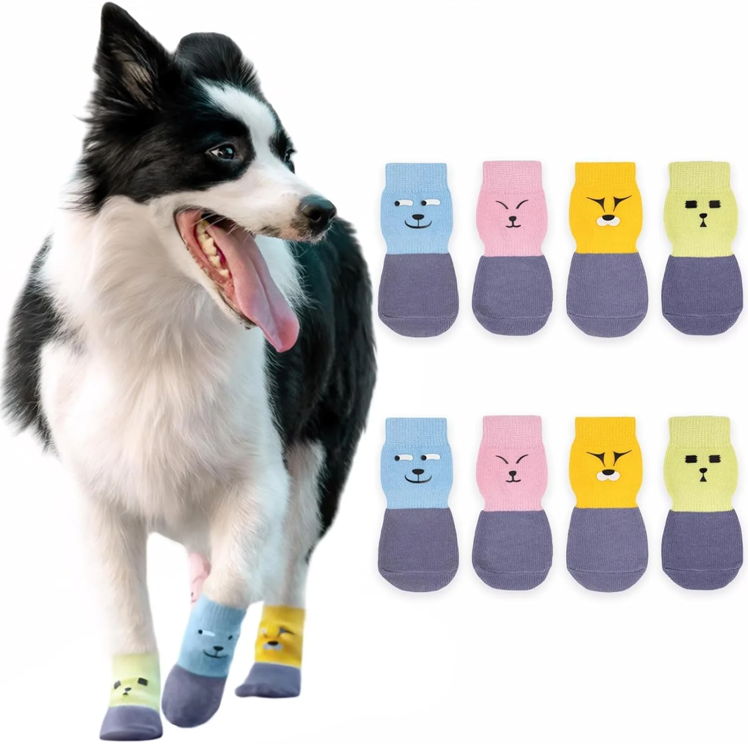 جوراب سگ ضد لغزش، محافظ پنجه و جلوگیری از لیسیدن برای سگ های کوچک و متوسط، جوراب تنفسی ضد لغزش سگ برای کشش داخلی، محافظت از پنجه در برابر پیاده روهای سرد/گرم، قابل شستشو