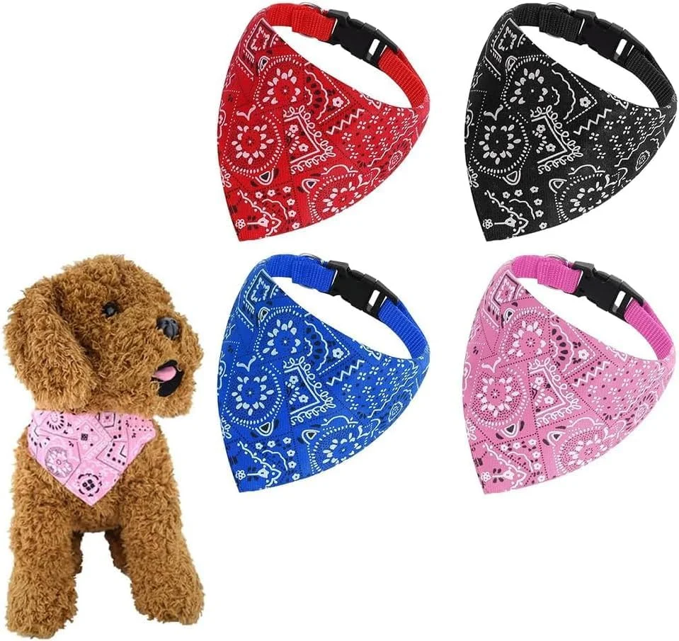 دستمال گردن سگ، 4 عدد دستمال گردن خنک کننده قابل تنظیم سگ با پارچه تنفسی، دستمال گردن ایده آل برای توله سگ های کوچک، متوسط ​​و بزرگ در تمام فصول