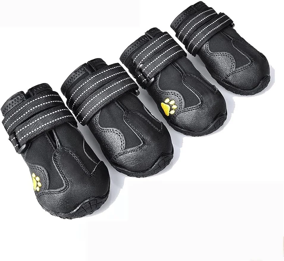 کفش سگ Aputue، چکمه سگ راحت، کفش سگ ضد آب 7.5x7 سانتی متر، کفش سگ فضای باز برای سگ های متوسط ​​تا بزرگ، پاپوش سگ با Velcro بازتابنده زیره ضد لغزش و ضد لغزش