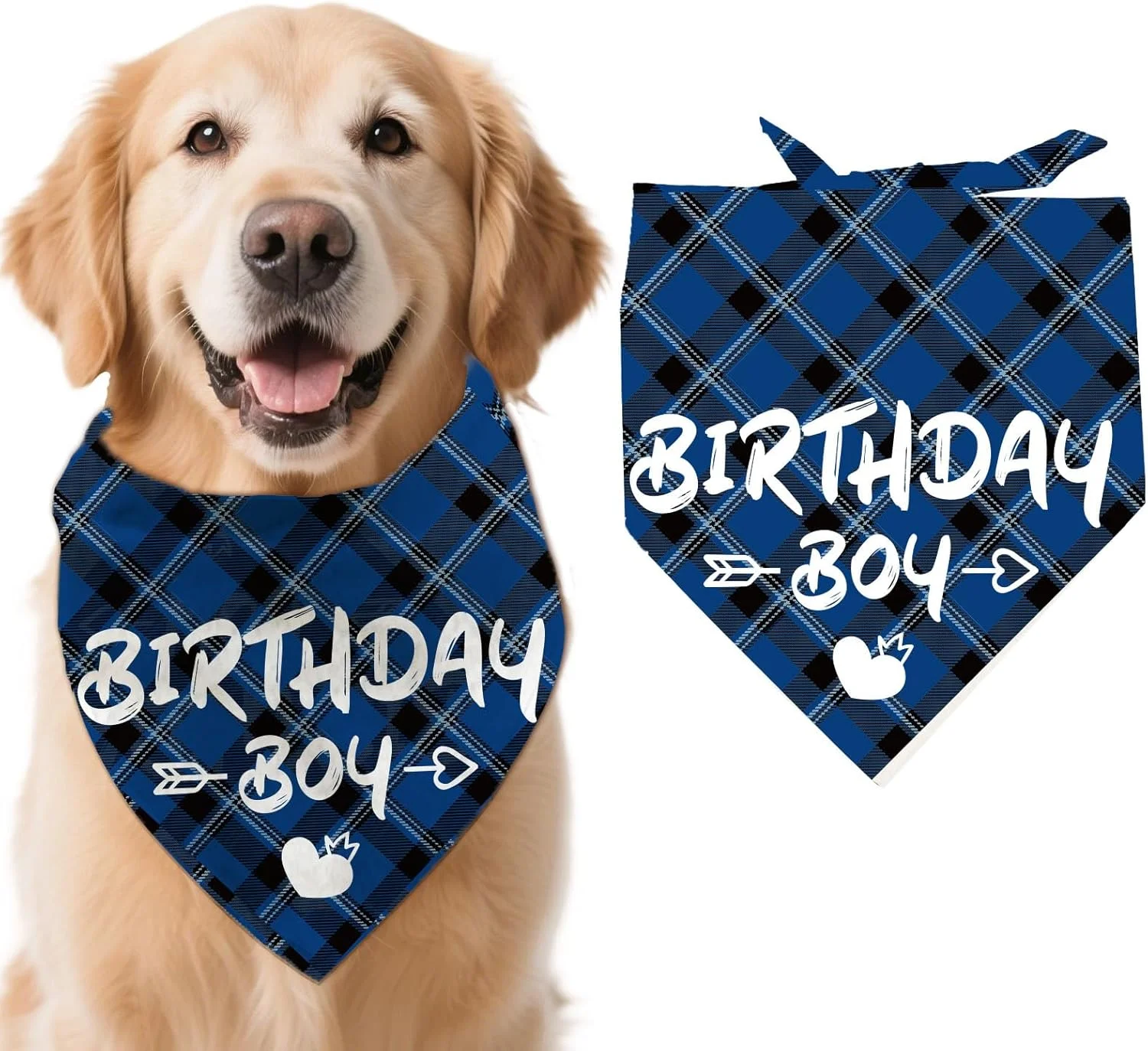 arricraft 1 عدد دستمال گردن سگ با طرح تولد، دستمال سه گوش قابل تنظیم و راحت برای حیوانات خانگی، روسری نخی قابل شستشو برای سگ های بزرگ 78x39 سانتی متر (30.7x15.35 اینچ)