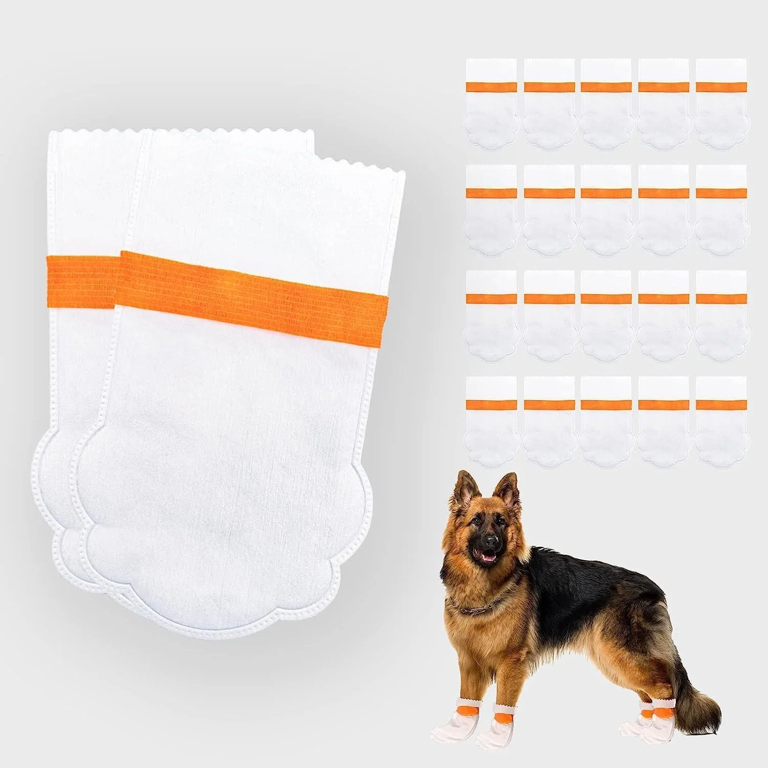 کفش سگ یکبار مصرف، 20 عدد سایز بزرگ ضد آب و ضد گرد و خاک، مناسب فضای باز، طراحی یکبار مصرف برای محافظت از پنجه سگ، مناسب سگ های کوچک تا متوسط و بزرگ، با بندهای قابل تنظیم