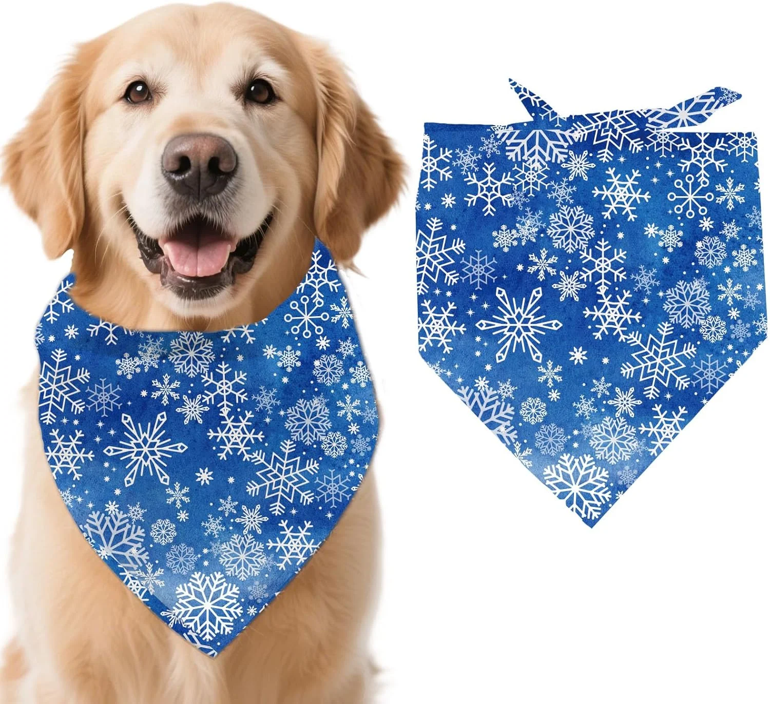 آریکرافت 1 عدد دستمال گردن سگ با طرح زمستانی، طرح دانه های برف، مثلثی قابل تنظیم، پیشبند حیوان خانگی راحت، روسری نخی قابل شستشو برای سگ های بزرگ 78x39 سانتی متر (30.7x15.35 اینچ)