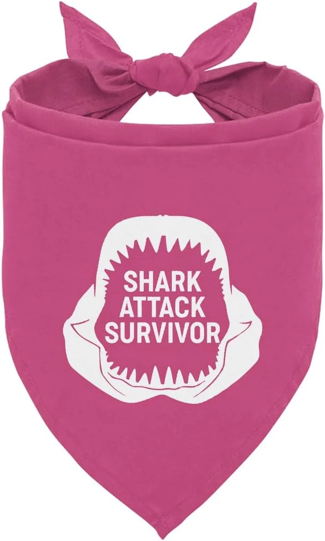 دستمال گردن سگ با طرح حمله کوسه، اکسسوری شال حیوانات خانگی کوسه برای سگ و گربه های کوچک و متوسط، دستمال گردن صورتی سگ، شال مثلثی حیوانات خانگی ساحلی تابستانی، هدیه برای دوستداران سگ