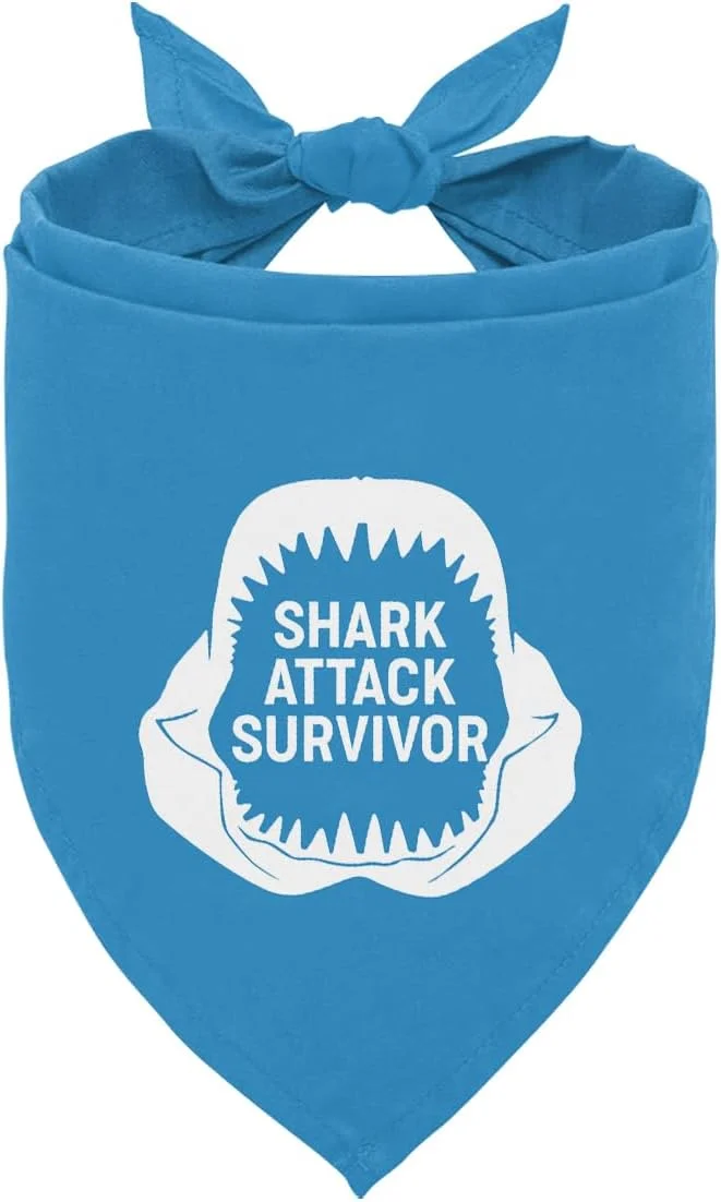 دستمال گردن سگ با طرح حمله کوسه، شال حیوانات خانگی با طرح کوسه مناسب سگ و گربه های کوچک و متوسط، دستمال گردن آبی سگ، شال مثلثی حیوانات خانگی مناسب ساحل و تابستان، هدیه برای دوستداران سگ