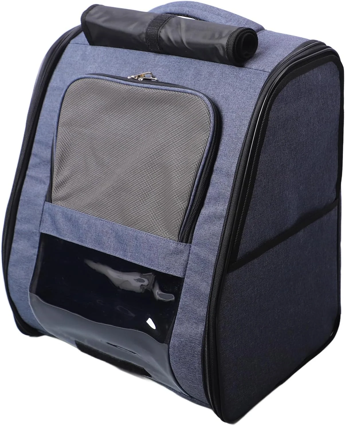 کوله پشتی حمل حیوانات خانگی، پلی استر با ظرفیت بالا، کوله پشتی چند منظوره برای جلوگیری از استرس حیوانات خانگی با کیف جانبی برای سگ ها و گربه ها در فضای باز